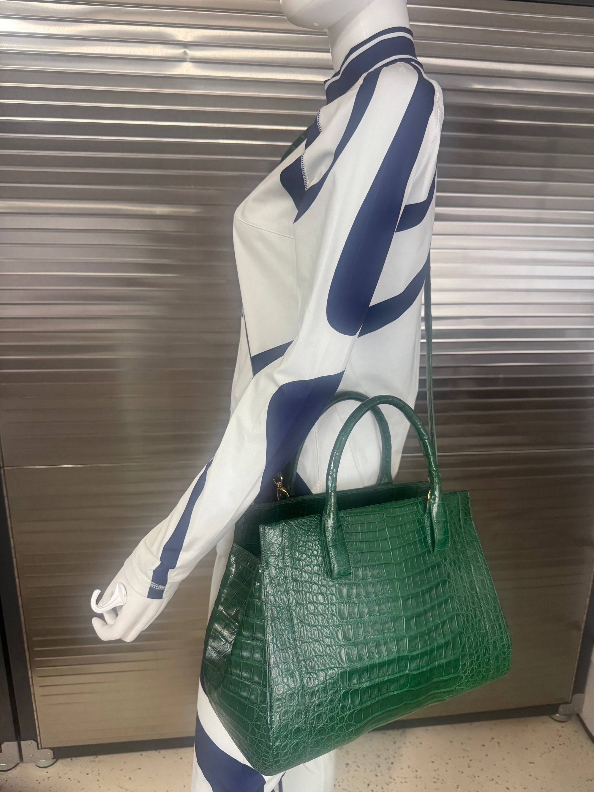 Nancy Gonzalez Kelly Green Crocodile Top Handle Bag