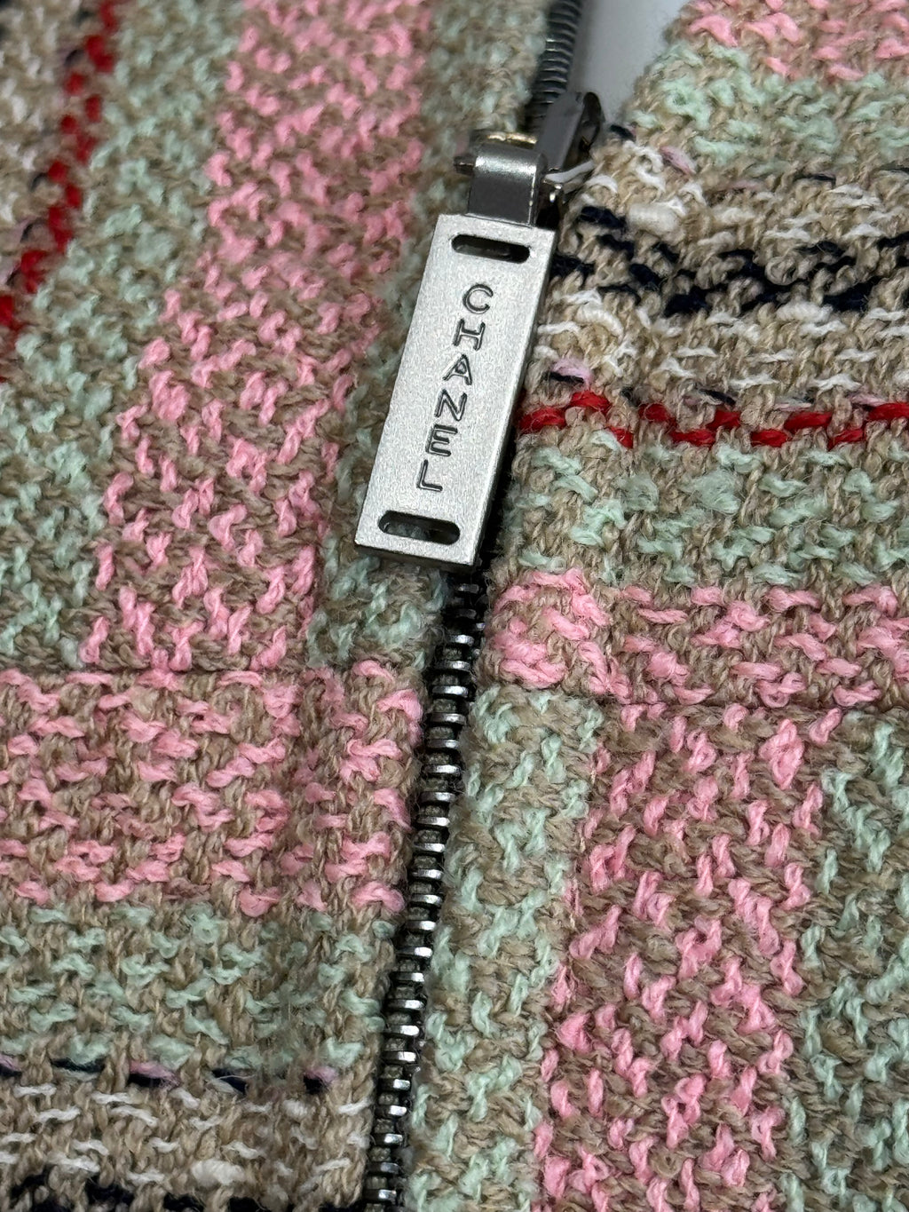 Chanel Wool Fringe Tweed Zip Up Blazer 36 FR