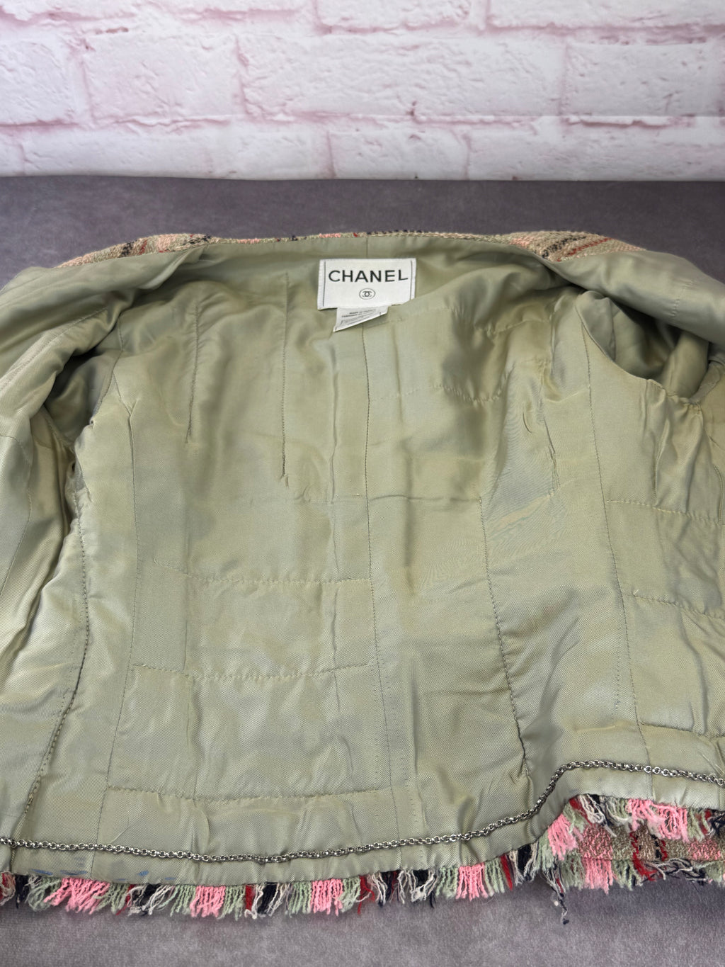 Chanel Wool Fringe Tweed Zip Up Blazer 36 FR