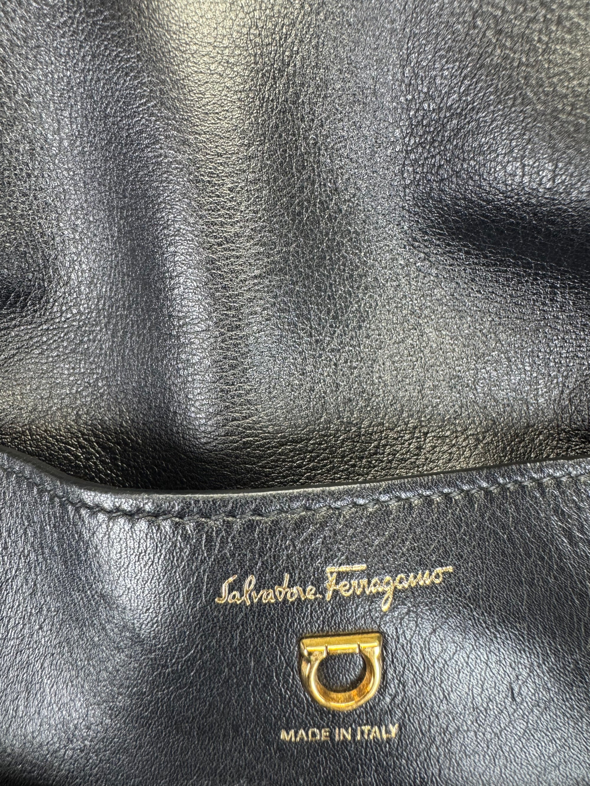 Salvatore Ferragamo Trifolio Black Leather Medium Backpack