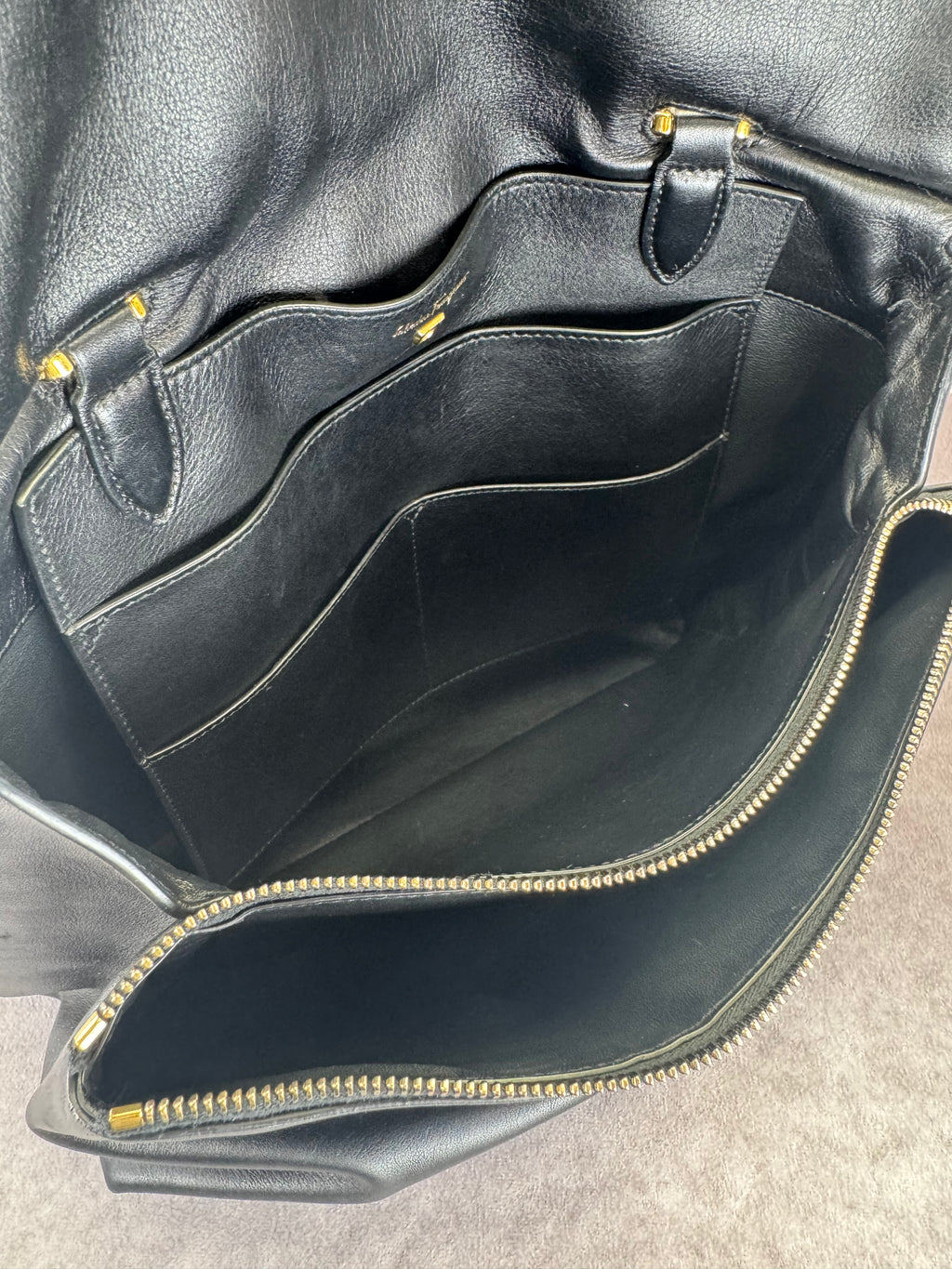 Salvatore Ferragamo Trifolio Black Leather Medium Backpack