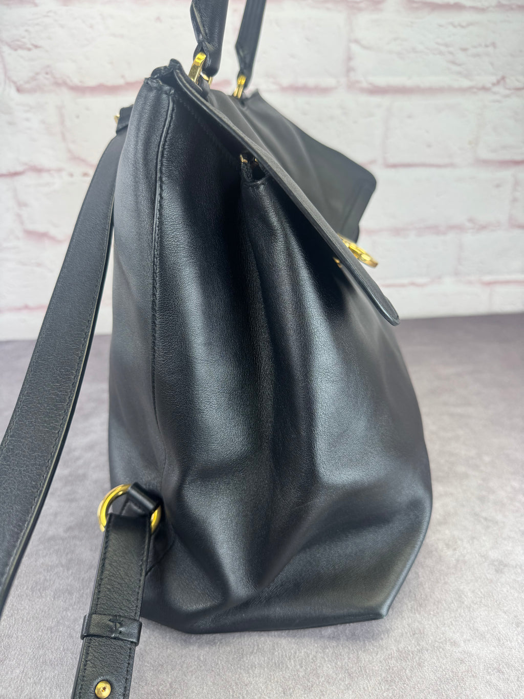 Salvatore Ferragamo Trifolio Black Leather Medium Backpack