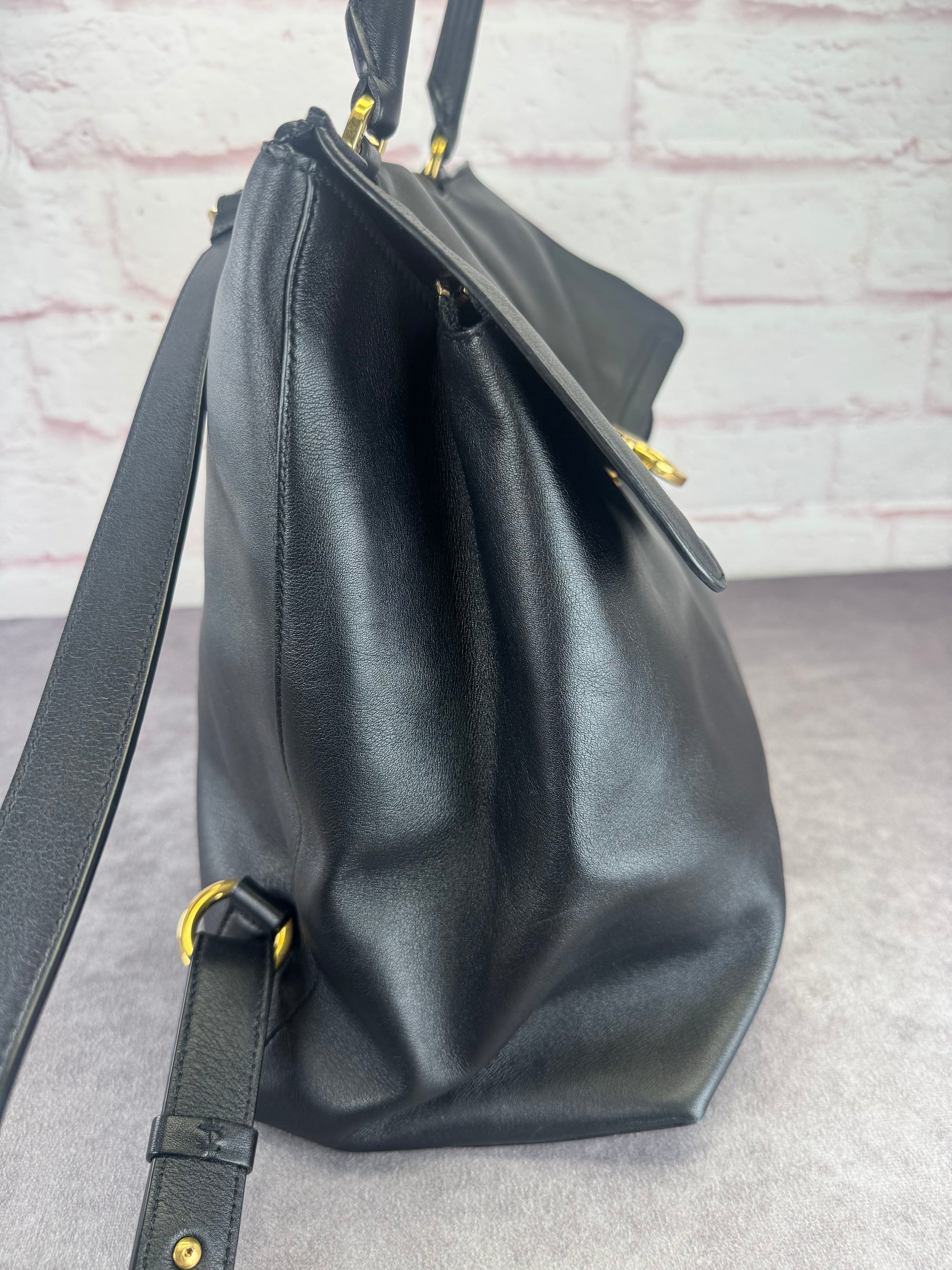 Salvatore Ferragamo Trifolio Black Leather Medium Backpack