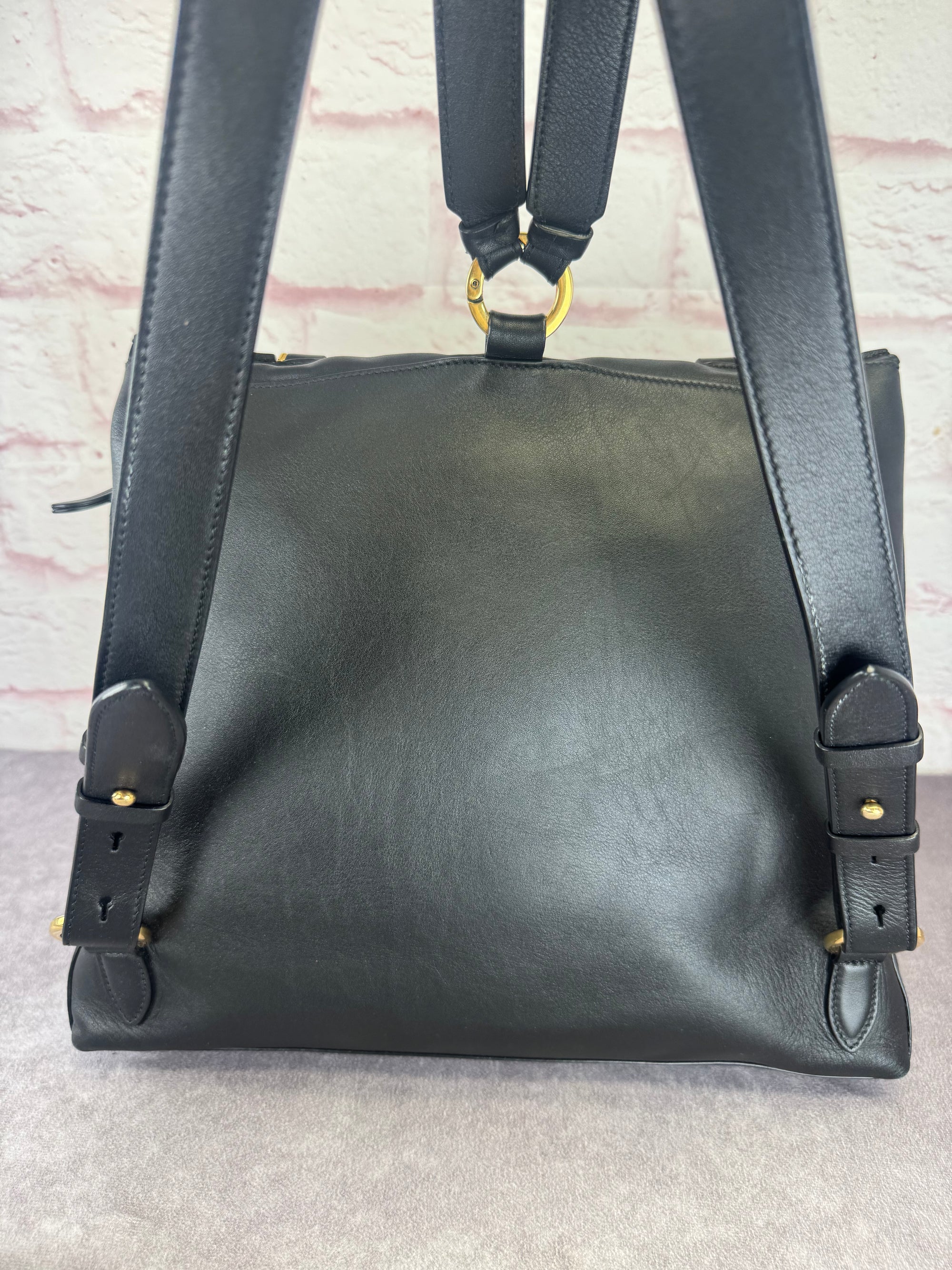 Salvatore Ferragamo Trifolio Black Leather Medium Backpack