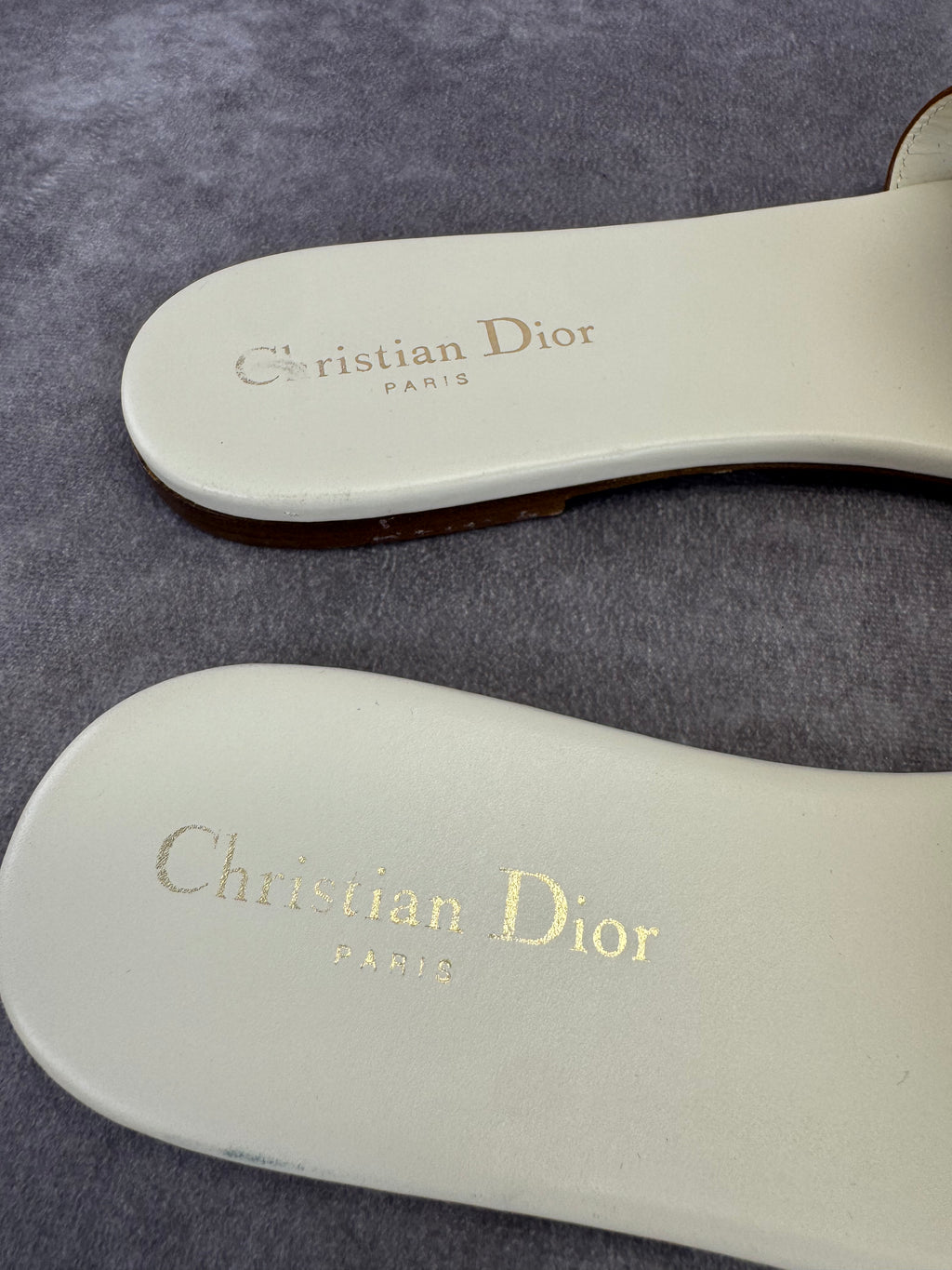 Dior D-Club Cut Out Leather Slide Sandals 42