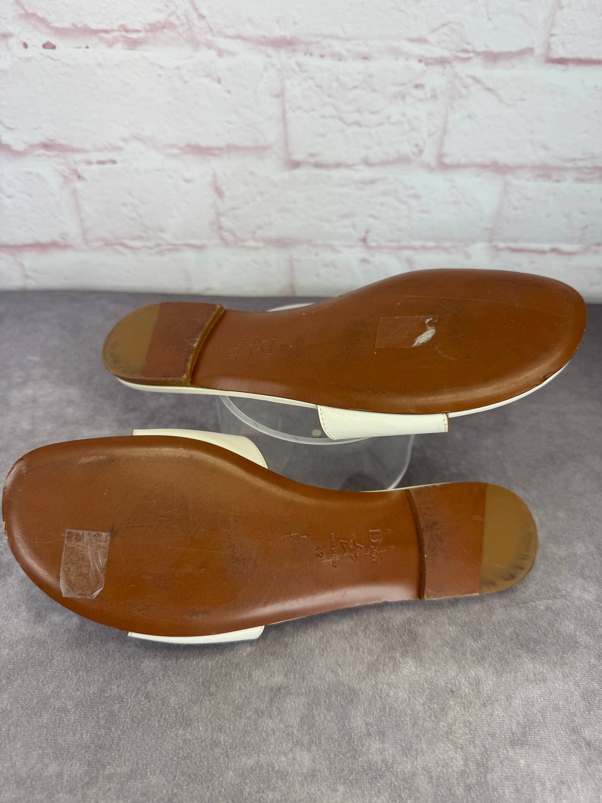 Dior D-Club Cut Out Leather Slide Sandals 42