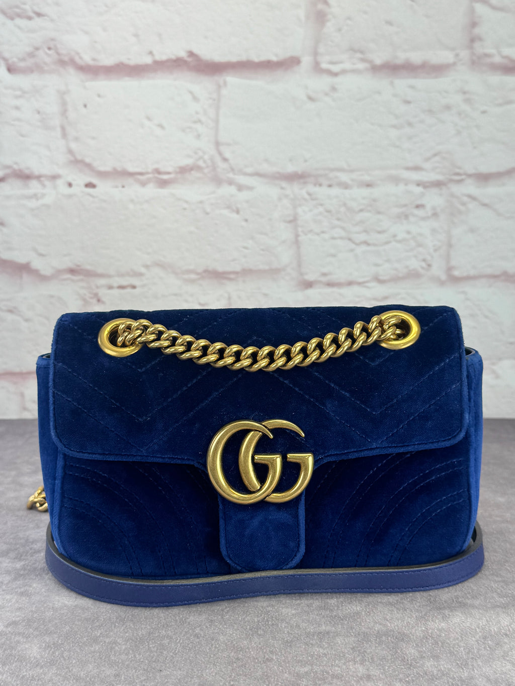 Gucci Marmont GG Velvet Small Chain Flap Bag