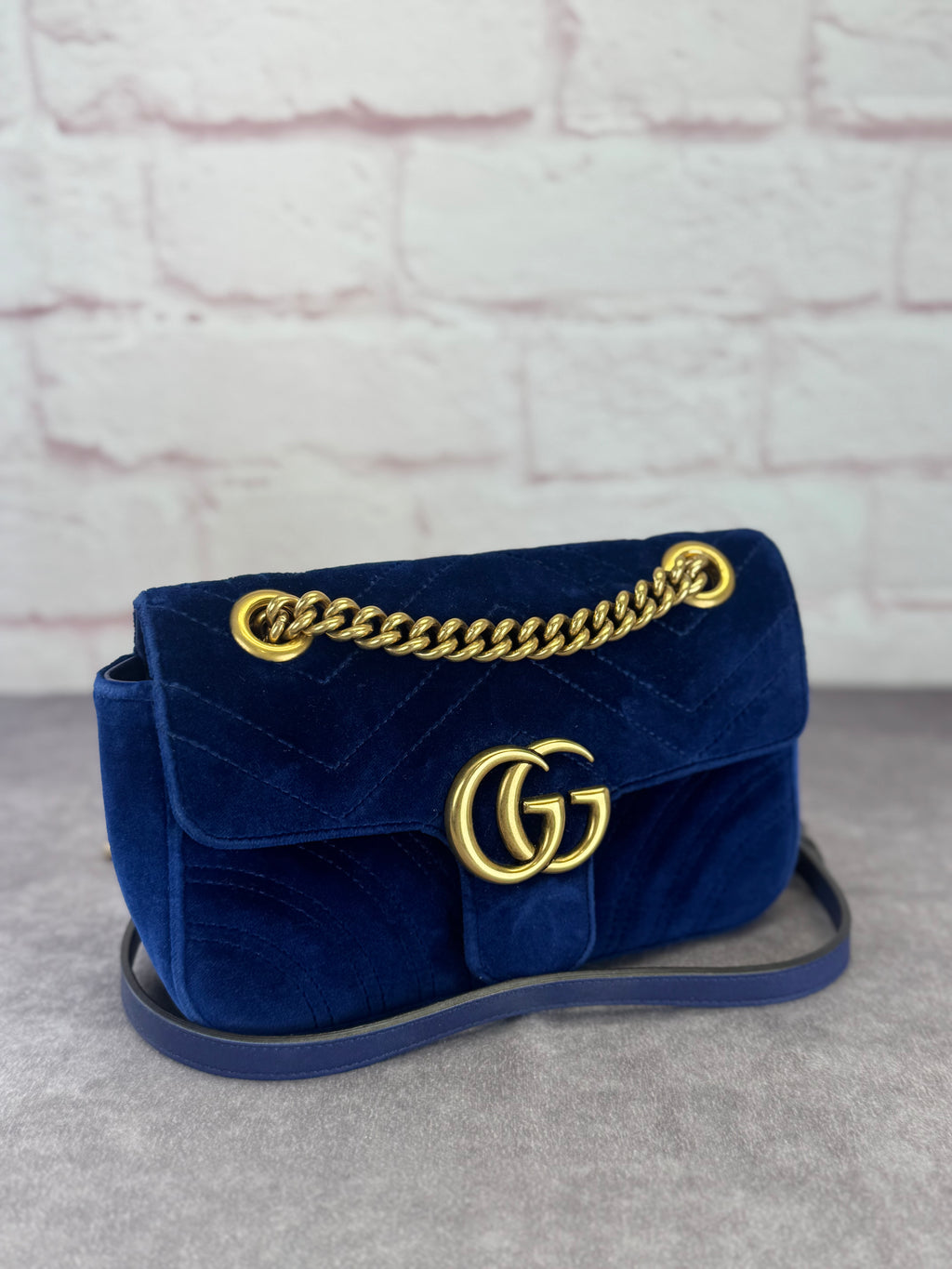 Gucci Marmont GG Velvet Small Chain Flap Bag