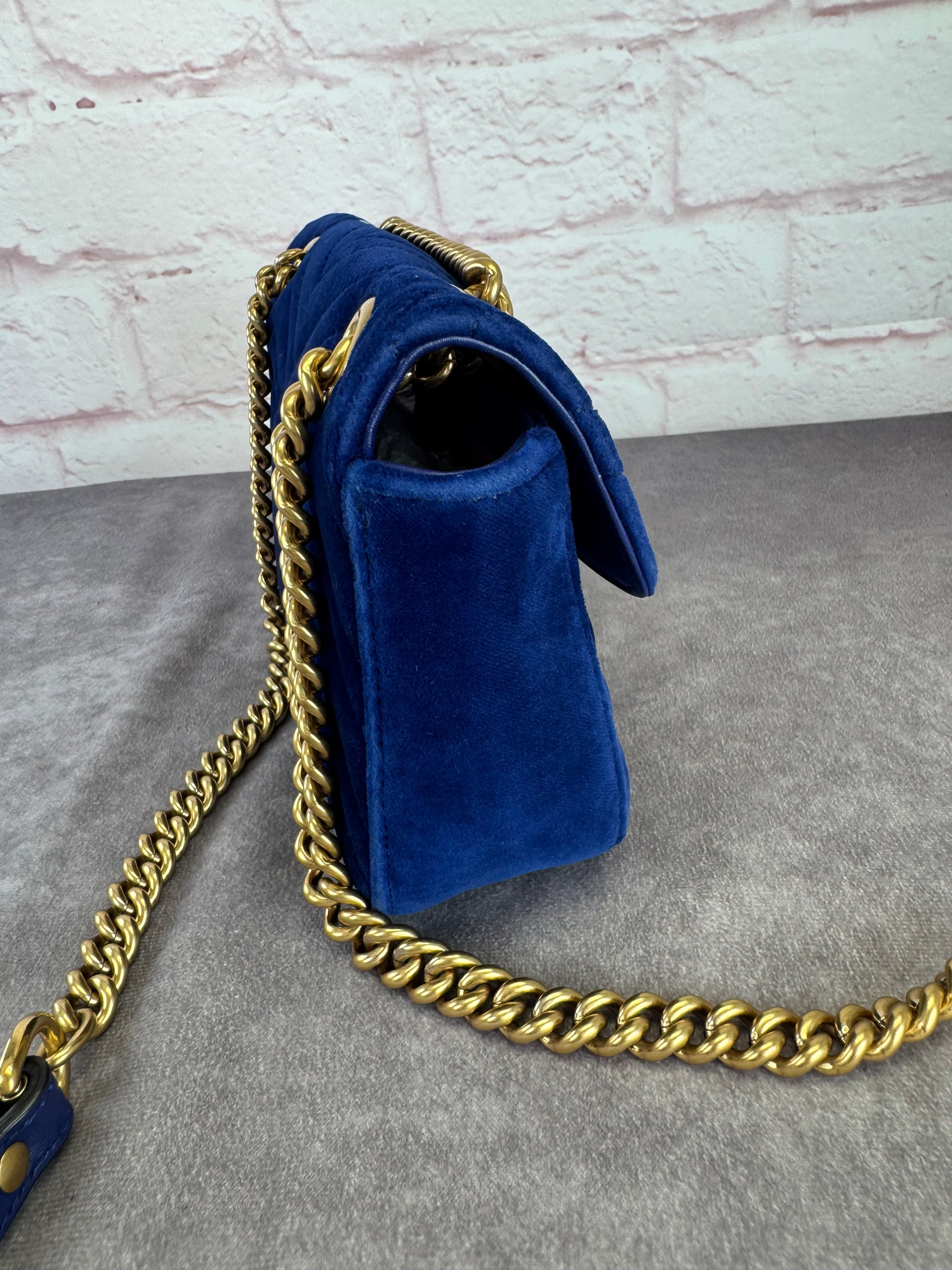 Gucci Marmont GG Velvet Small Chain Flap Bag