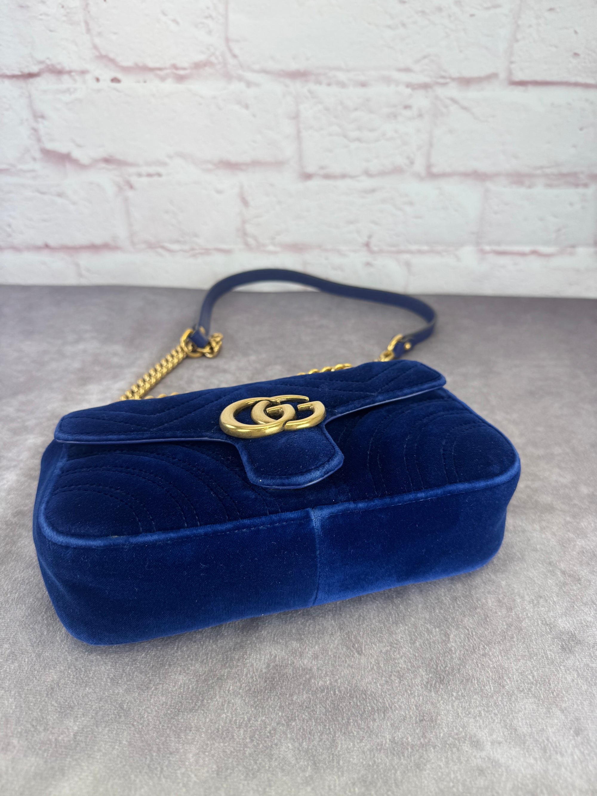 Gucci Marmont GG Velvet Small Chain Flap Bag