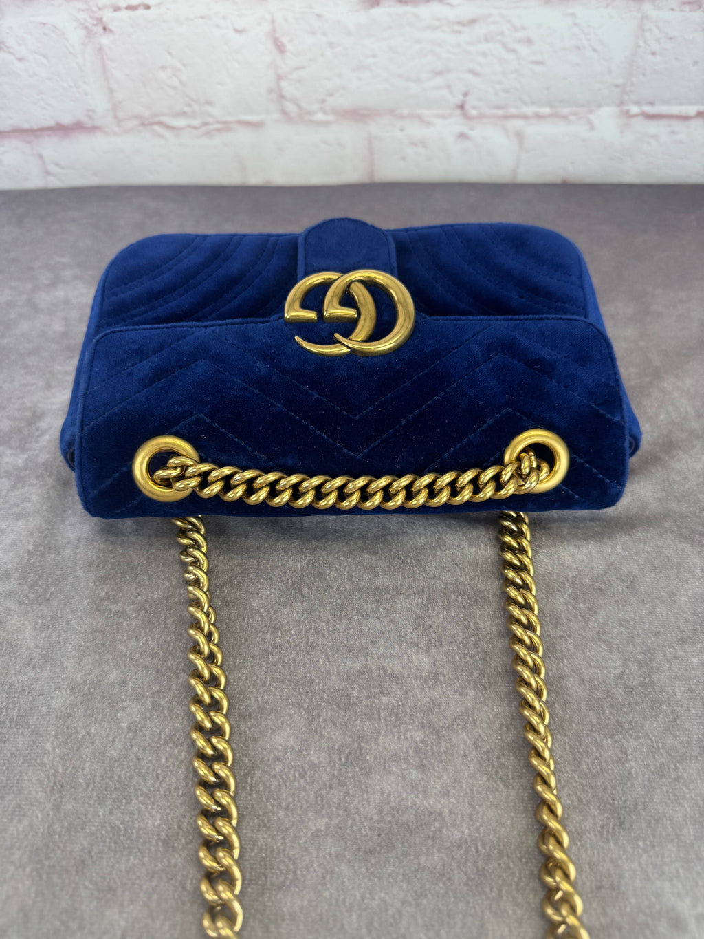 Gucci Marmont GG Velvet Small Chain Flap Bag