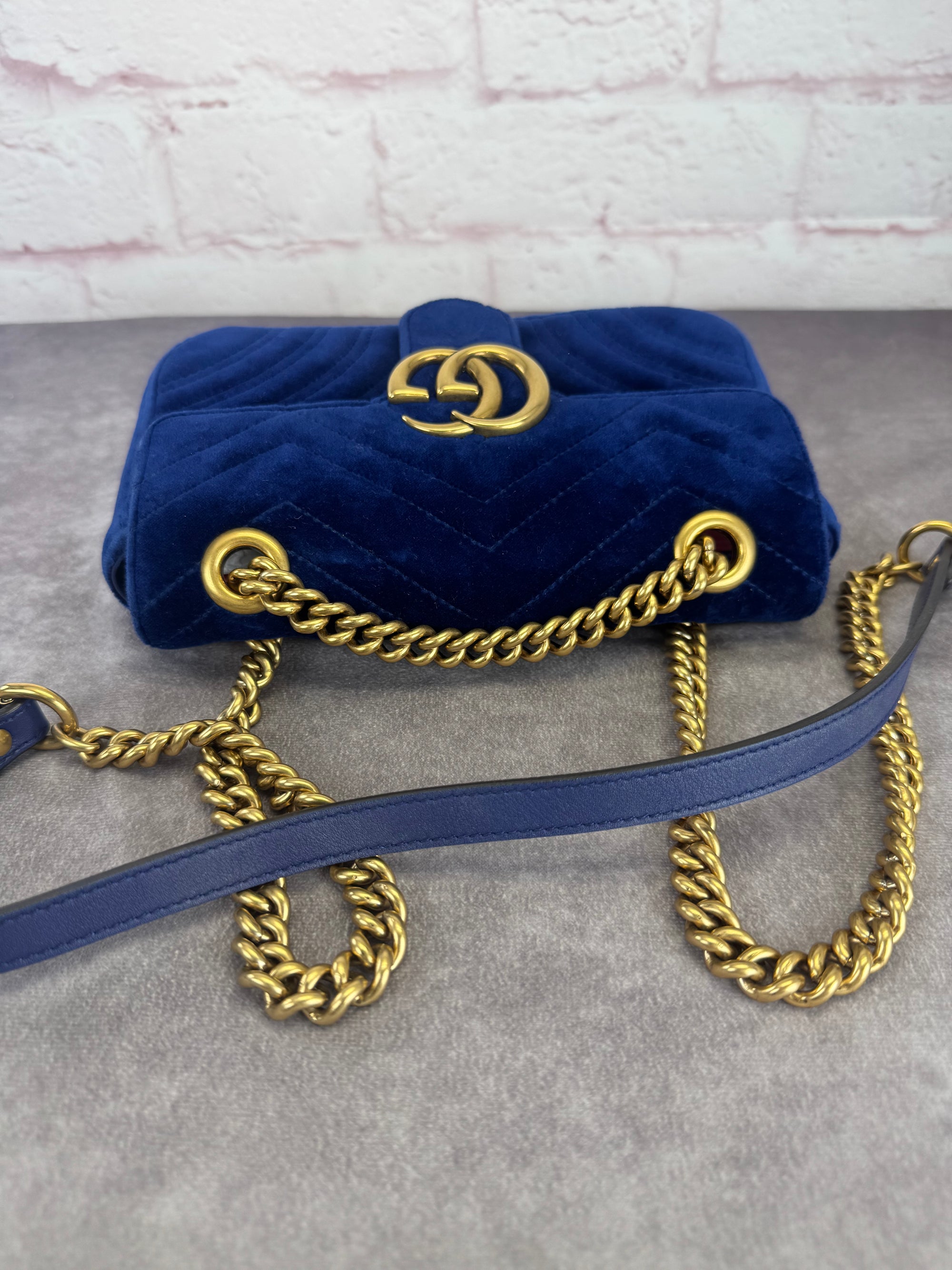 Gucci Marmont GG Velvet Small Chain Flap Bag