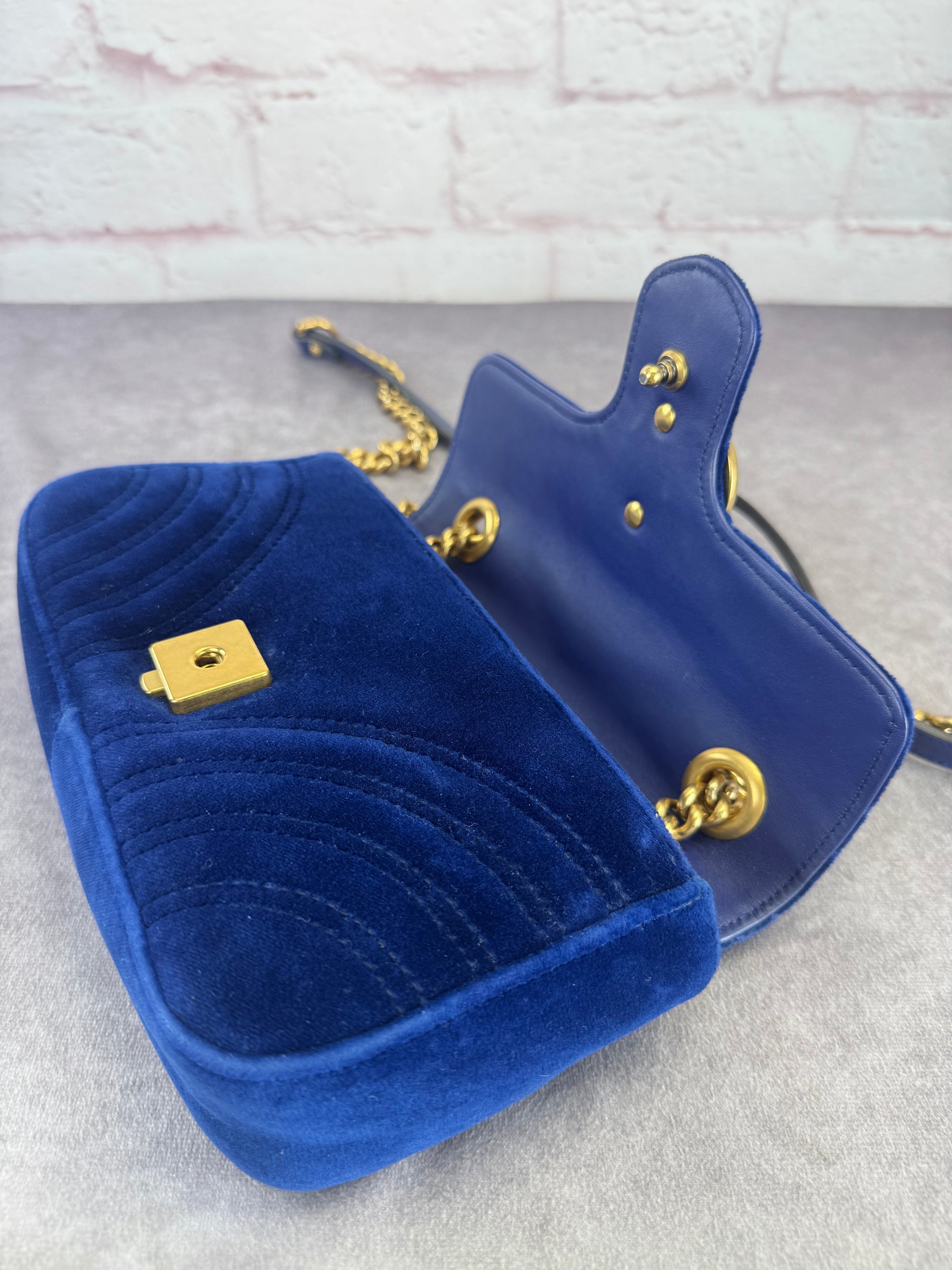 Gucci Marmont GG Velvet Small Chain Flap Bag