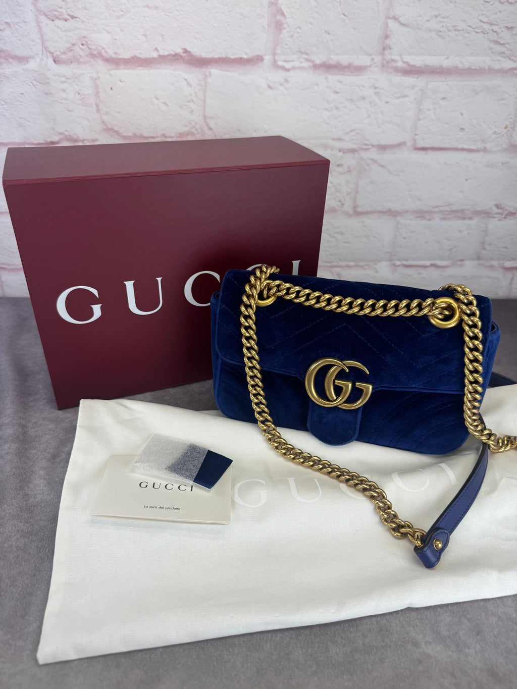 Gucci Marmont GG Velvet Small Chain Flap Bag