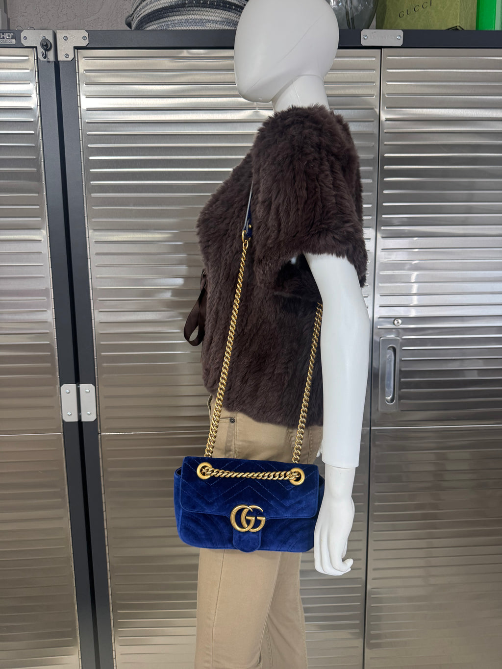 Gucci Marmont GG Velvet Small Chain Flap Bag