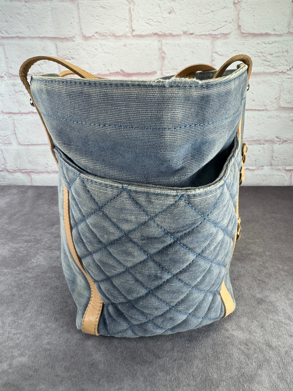 Chanel '11 Resort Collection Applique Flower Camellia Quilted Denim Tote