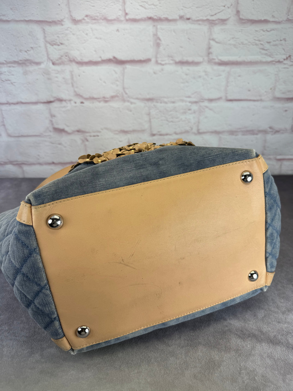 Chanel '11 Resort Collection Applique Flower Camellia Quilted Denim Tote