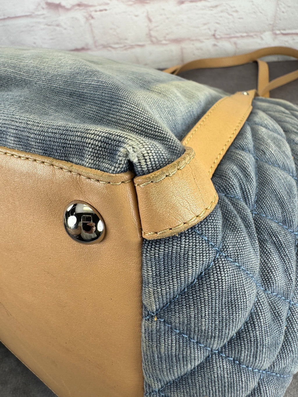 Chanel '11 Resort Collection Applique Flower Camellia Quilted Denim Tote