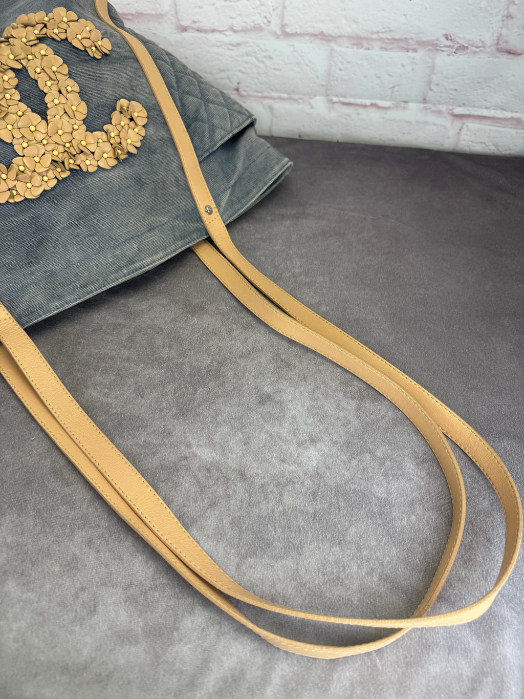 Chanel '11 Resort Collection Applique Flower Camellia Quilted Denim Tote