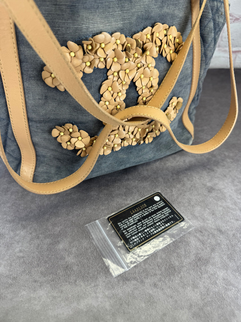 Chanel '11 Resort Collection Applique Flower Camellia Quilted Denim Tote