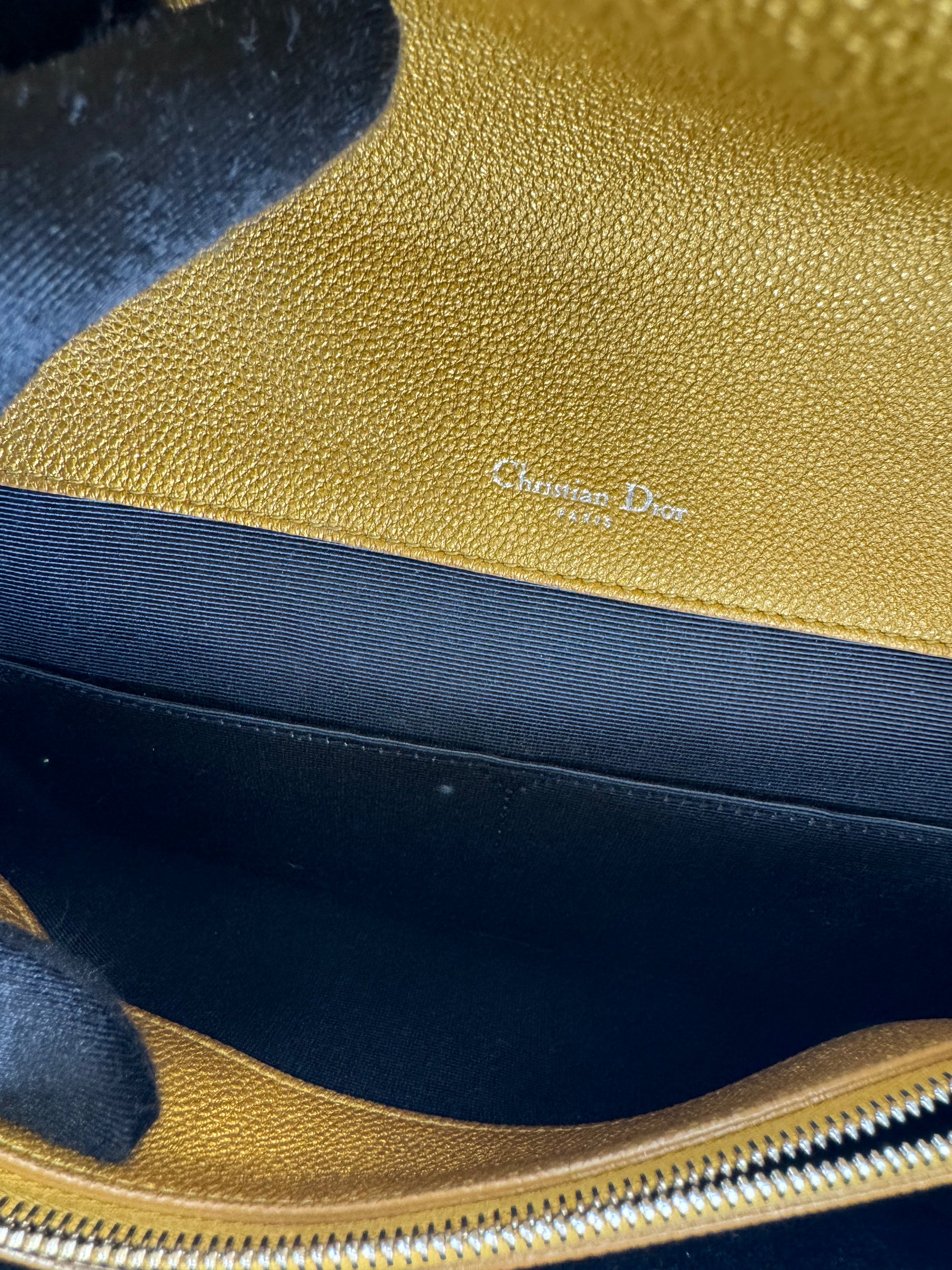 Dior Diorama Metallic Grained Calfskin Gold Satchel