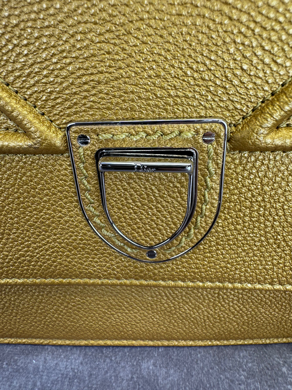 Dior Diorama Metallic Grained Calfskin Gold Satchel