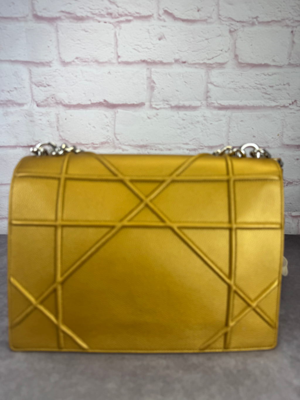 Dior Diorama Metallic Grained Calfskin Gold Satchel