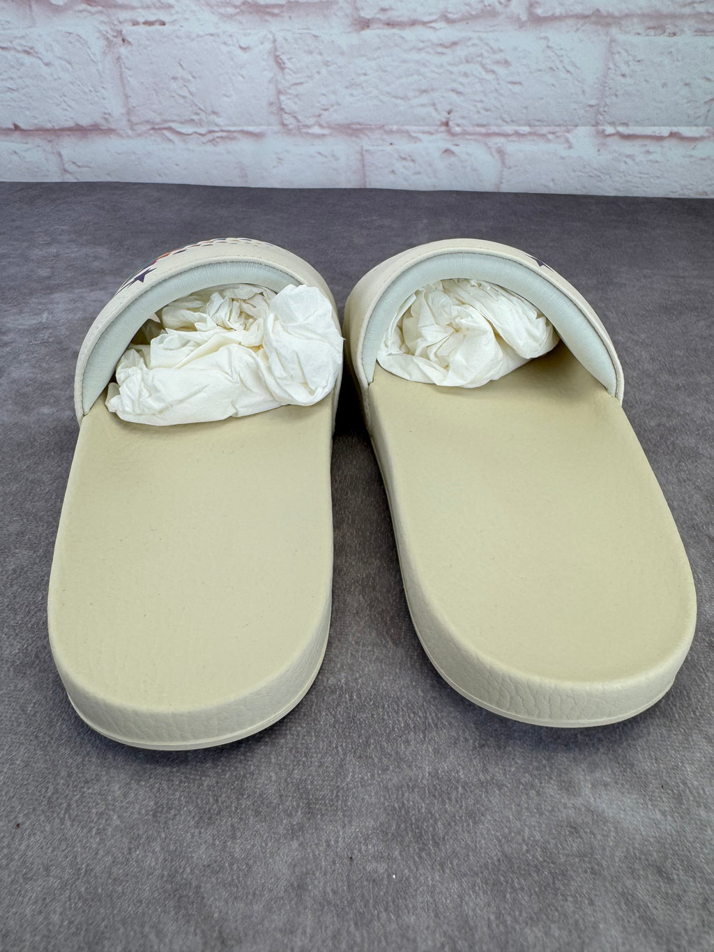 Gucci New Rainbow Pursuit Slide Sandals 38 Mystic White