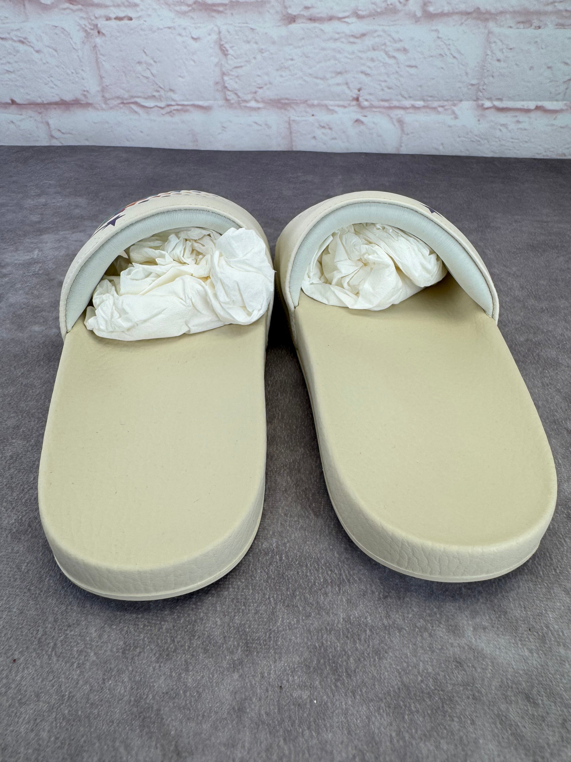 Gucci New Rainbow Pursuit Slide Sandals 38 Mystic White