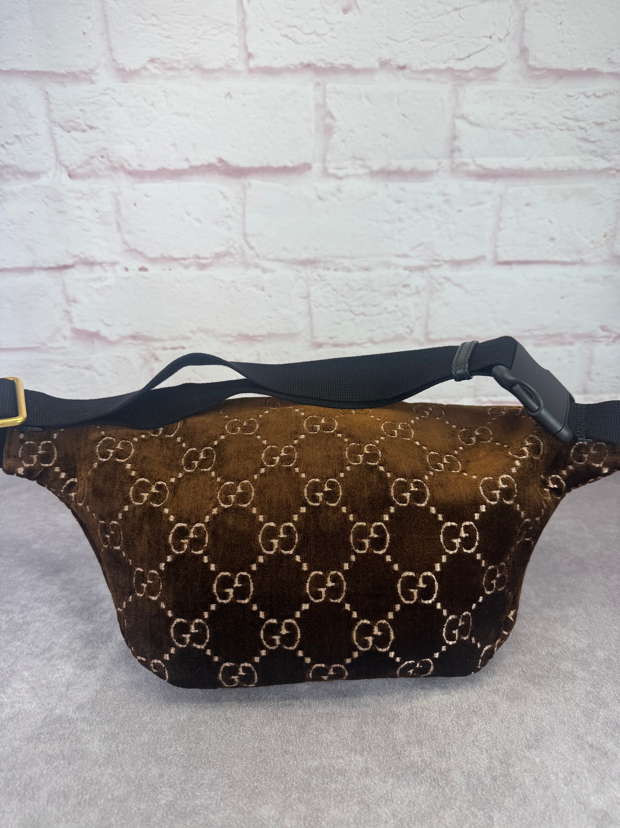 Gucci Ophidia Velvet Web Stripe GG Brown Belt Bag