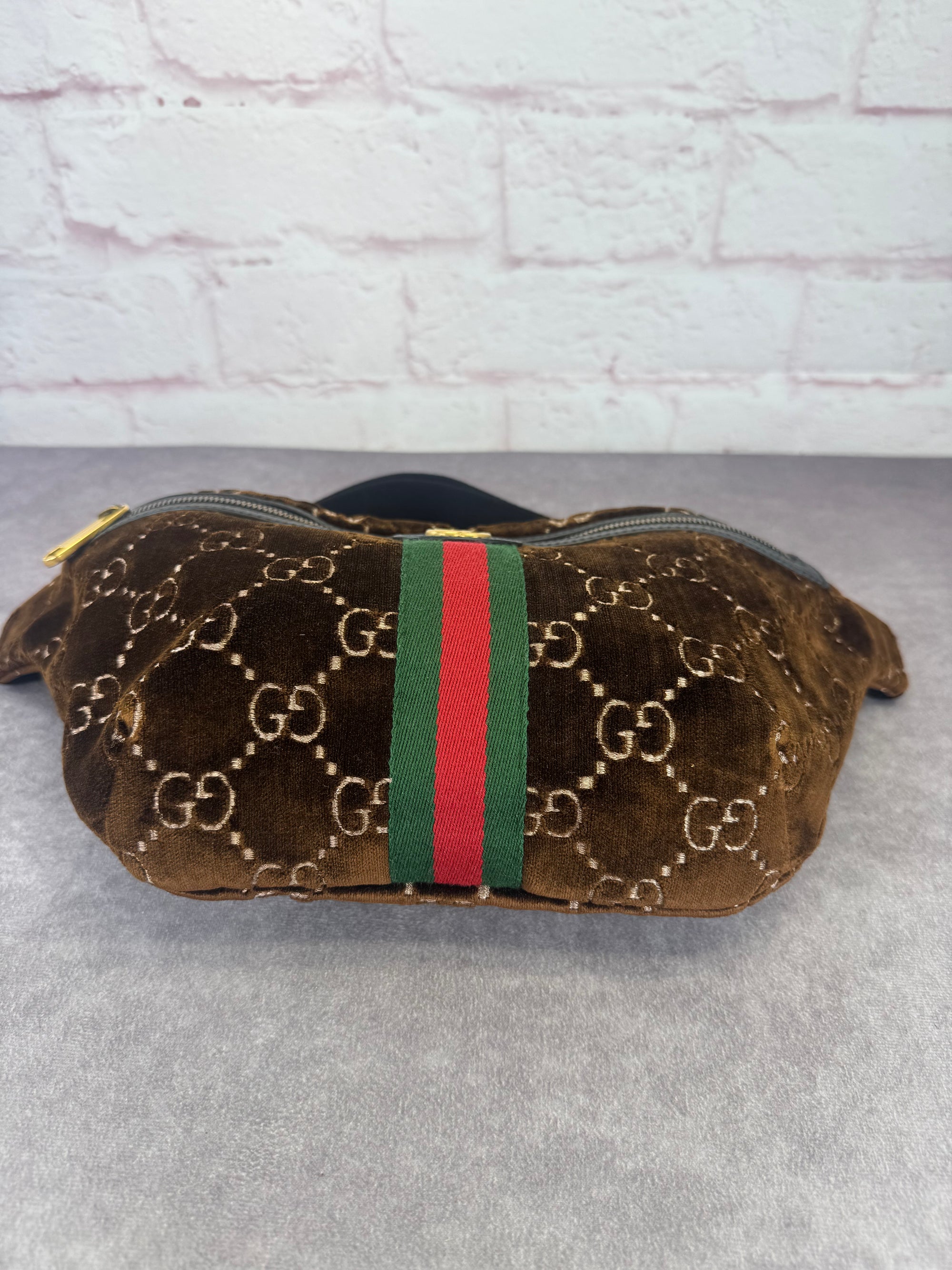 Gucci Ophidia Velvet Web Stripe GG Brown Belt Bag