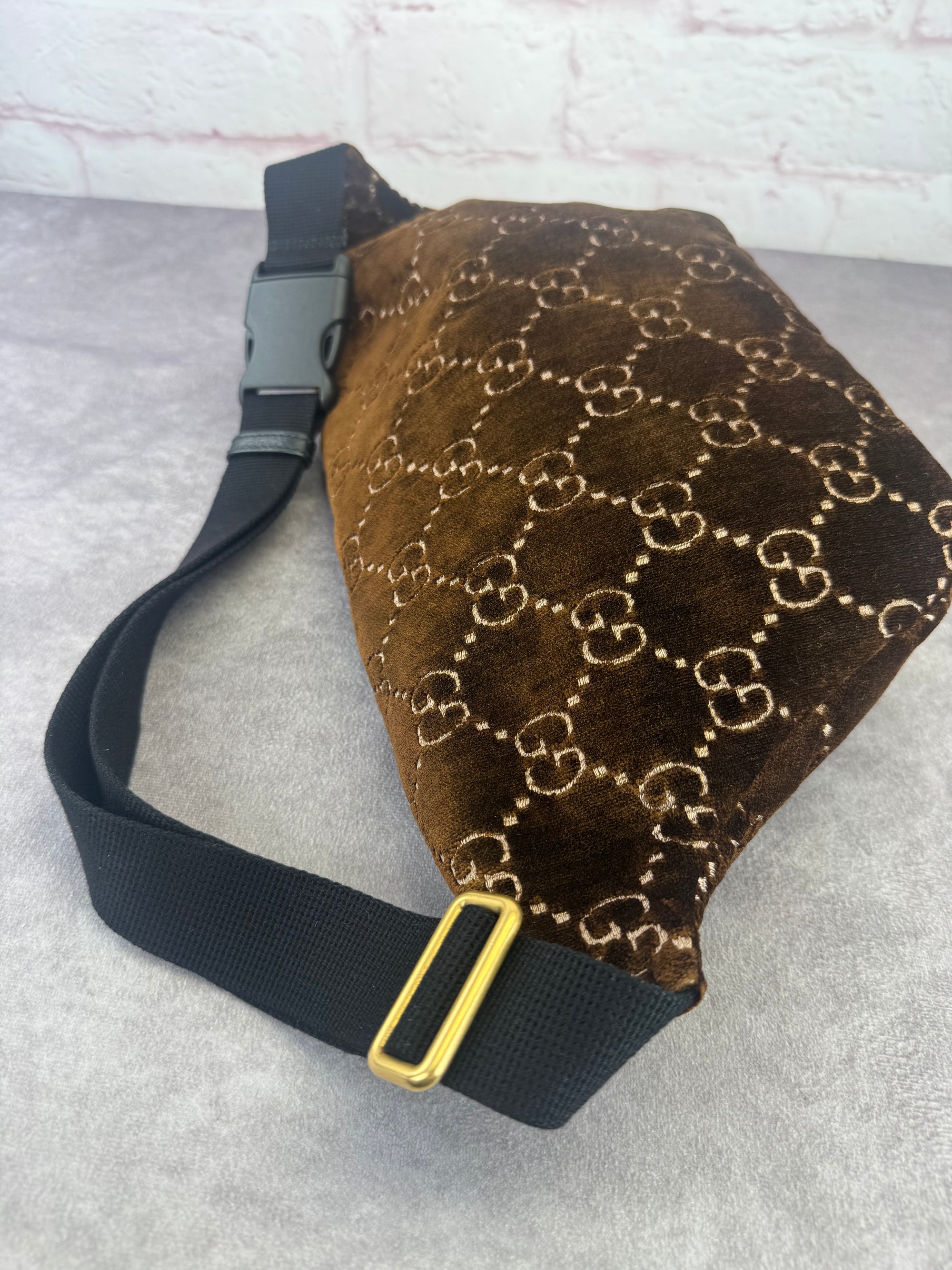 Gucci Ophidia Velvet Web Stripe GG Brown Belt Bag