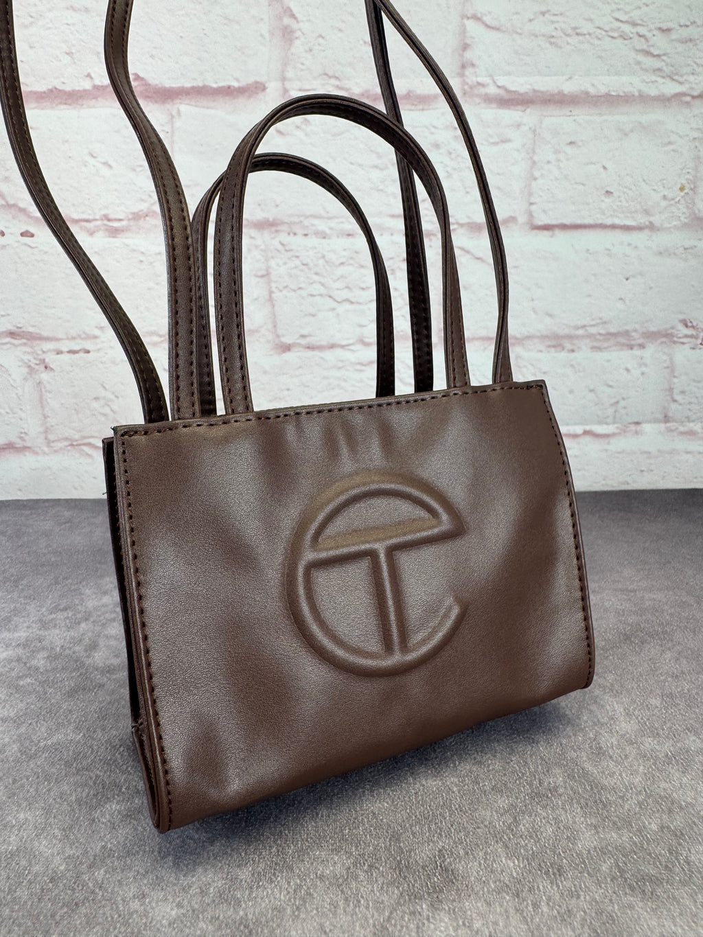 Telfar Small Chocolate Leather Shoulder Bag