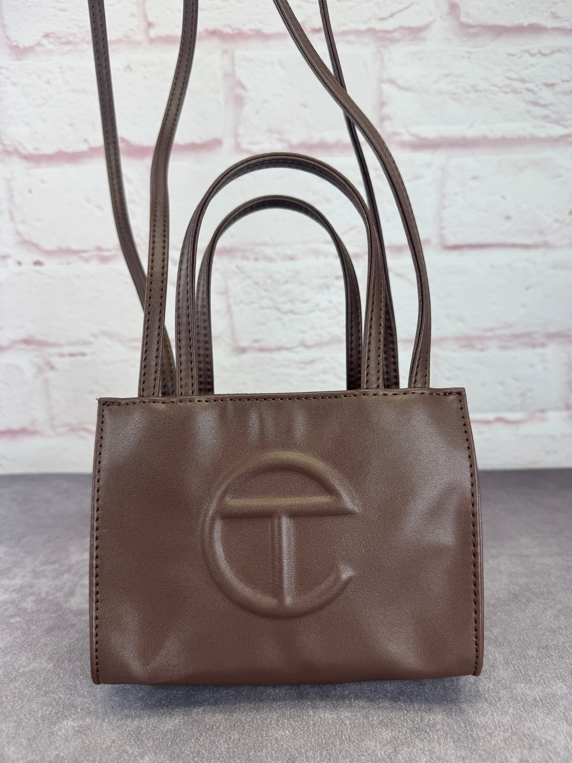 Telfar Small Chocolate Leather Shoulder Bag