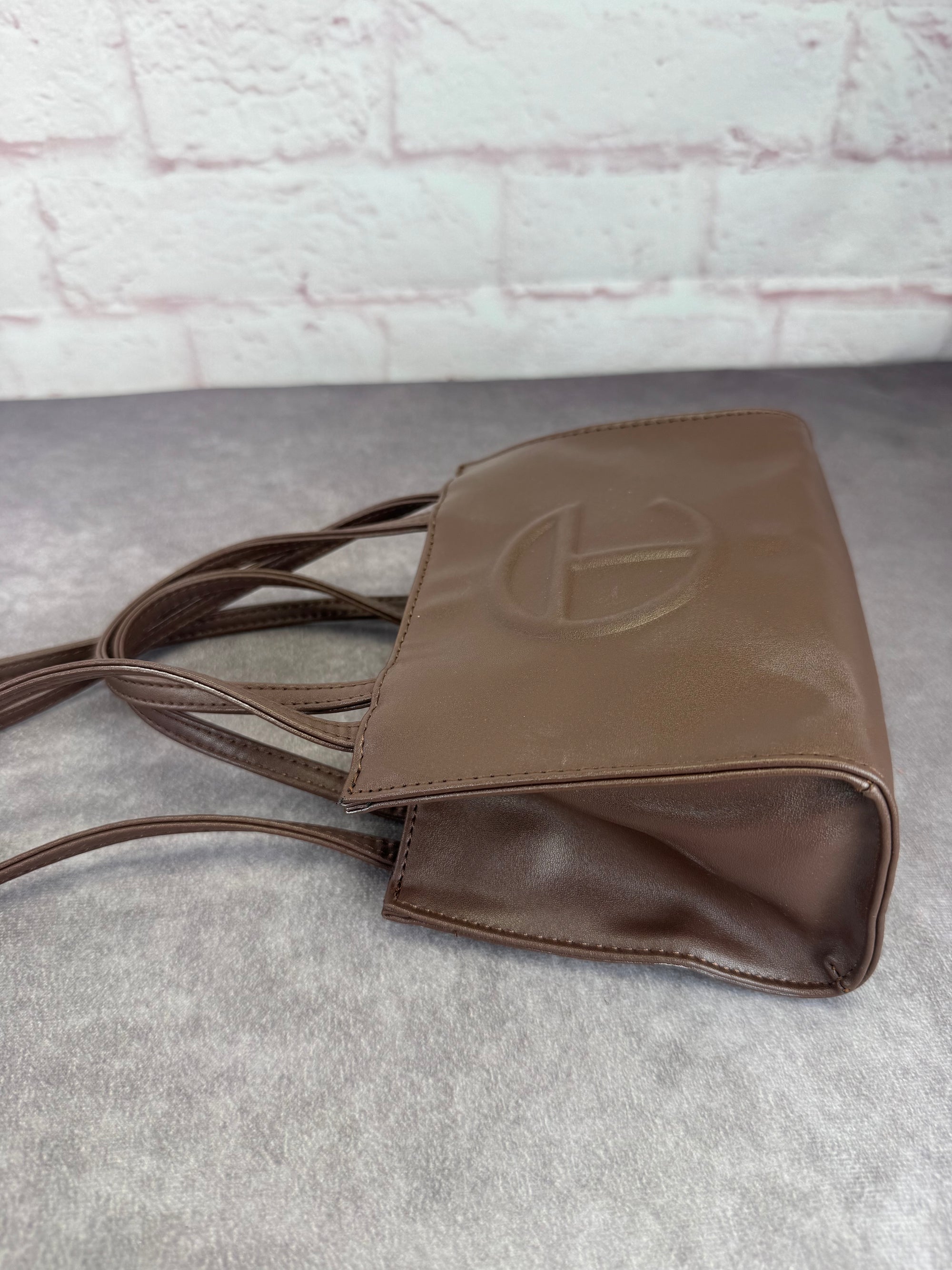 Telfar Small Chocolate Leather Shoulder Bag
