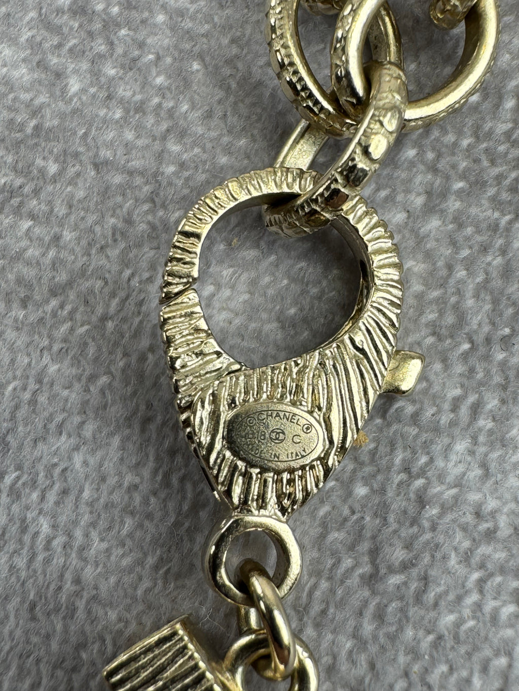 Chanel Metal Calfskin Blue Chain Link Choker Necklace