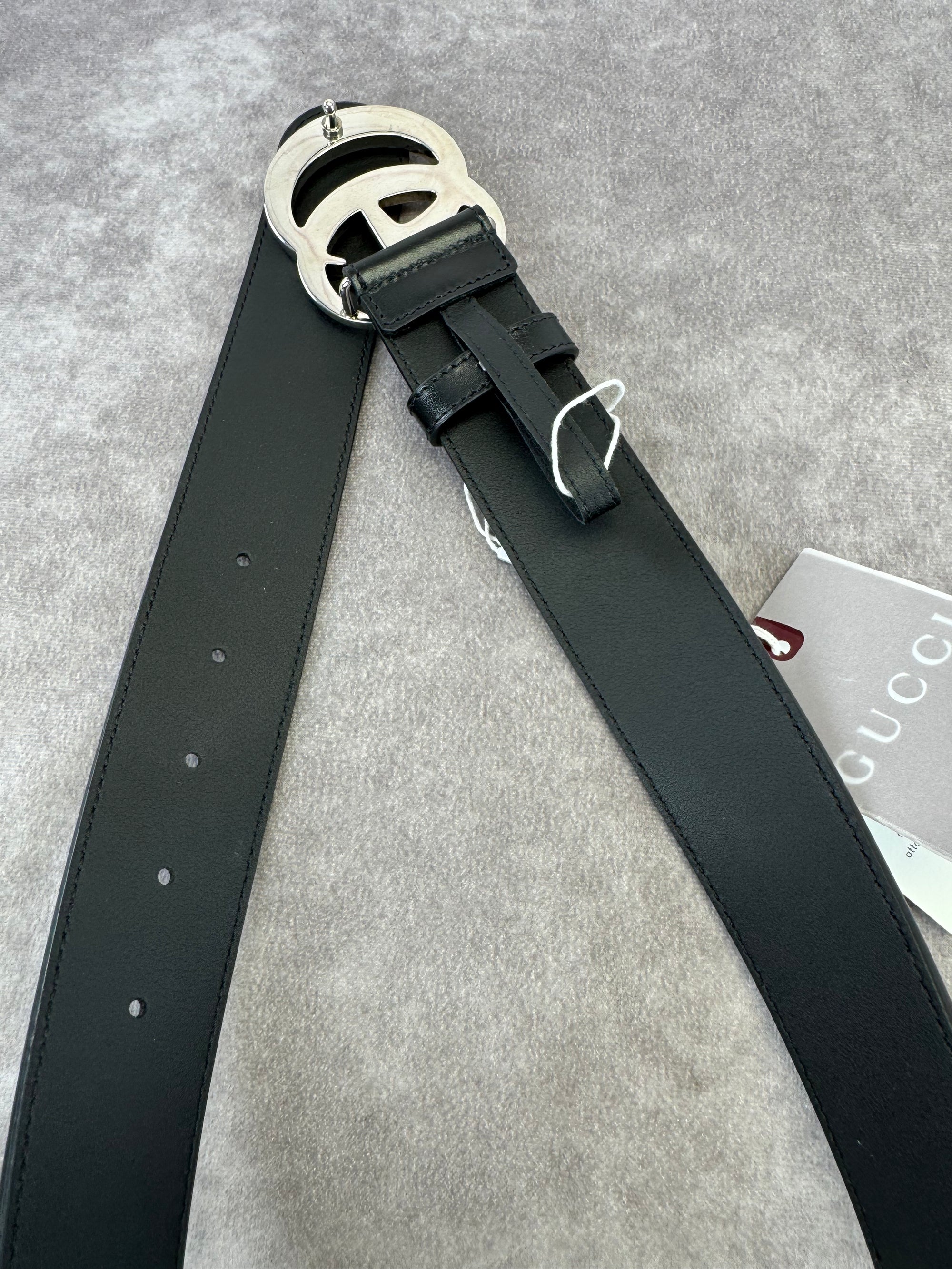 Gucci Black Double GG Marmont Wide Belt