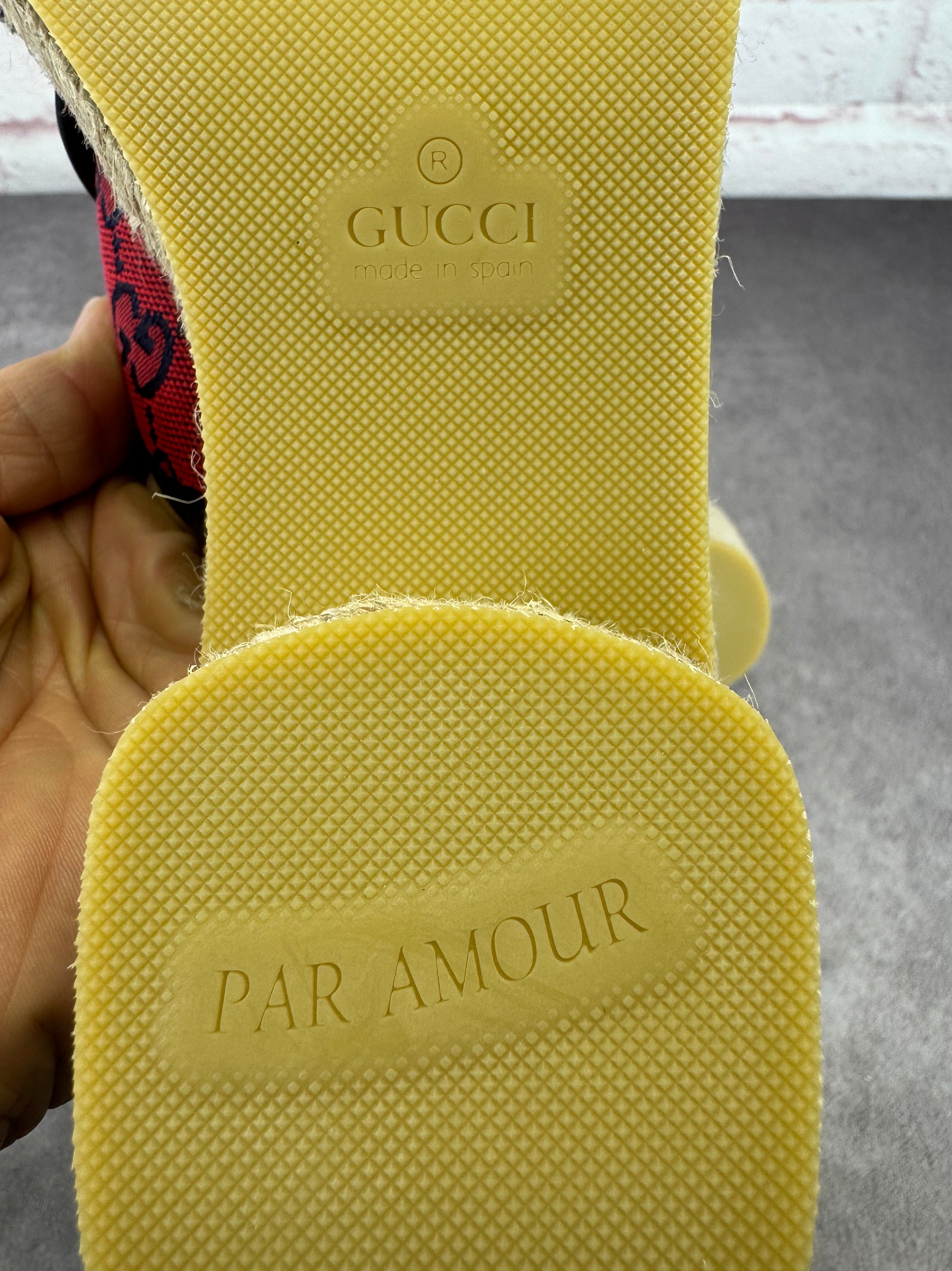 Gucci Criss Cross Multicolor GG Canvas Espadrille Sandals 37