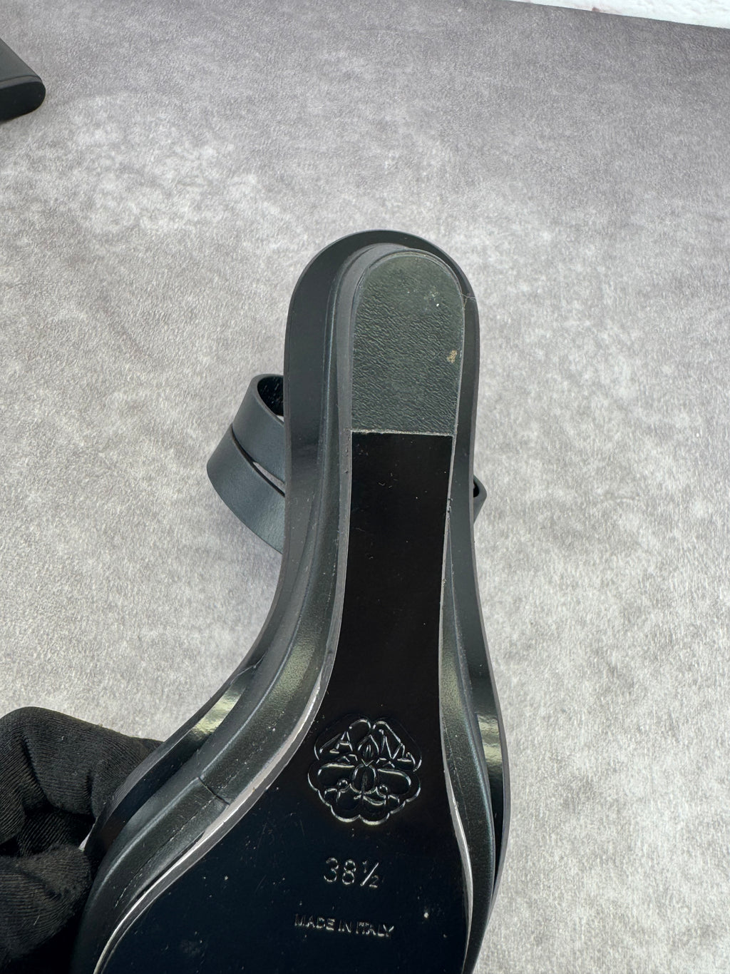 Alexander McQueen Black Double Strap Trompe L'oeil Wedge Sandals 8.5