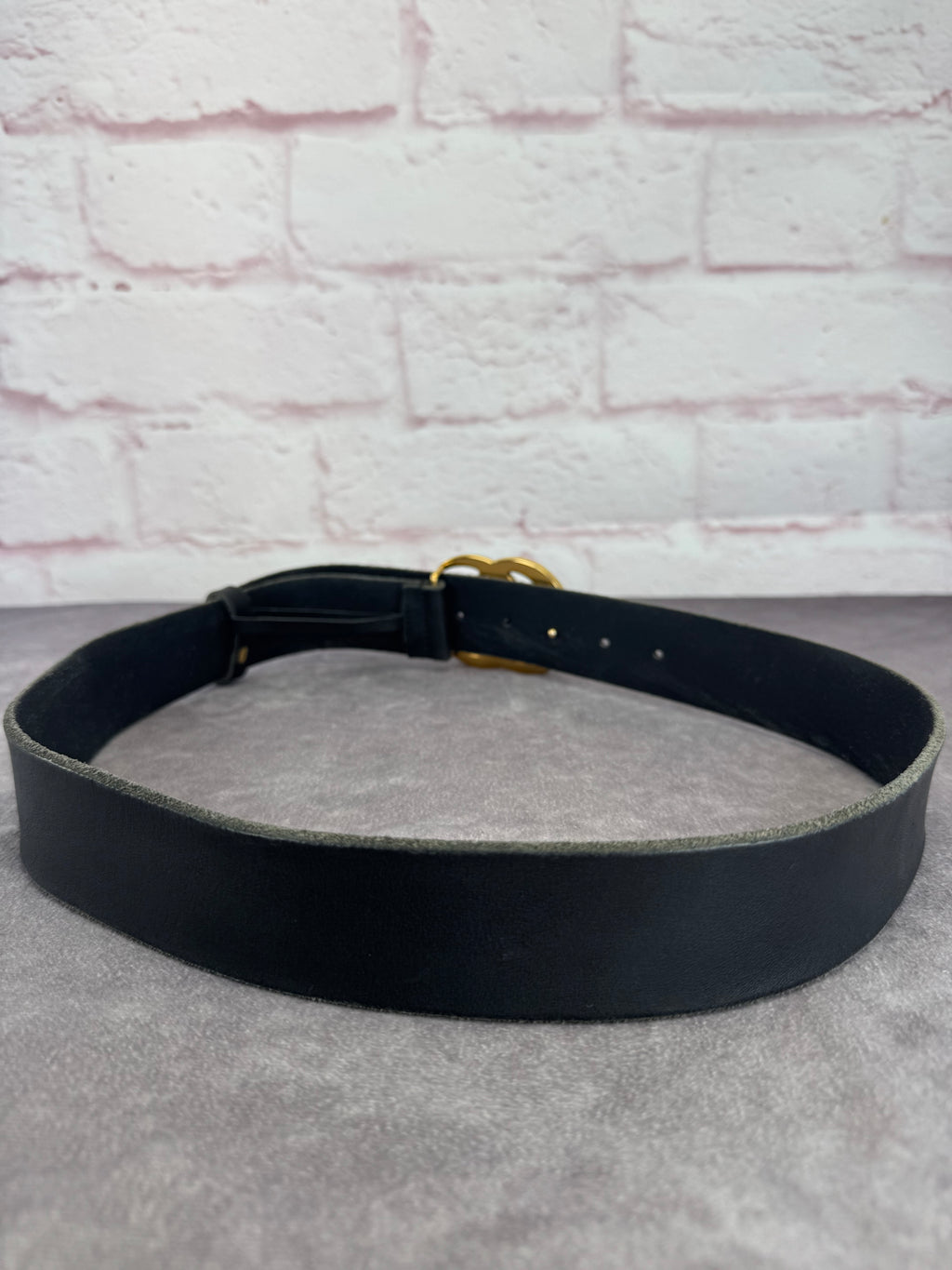 Gucci Wide Double GG Marmont Distressed Belt 85/34