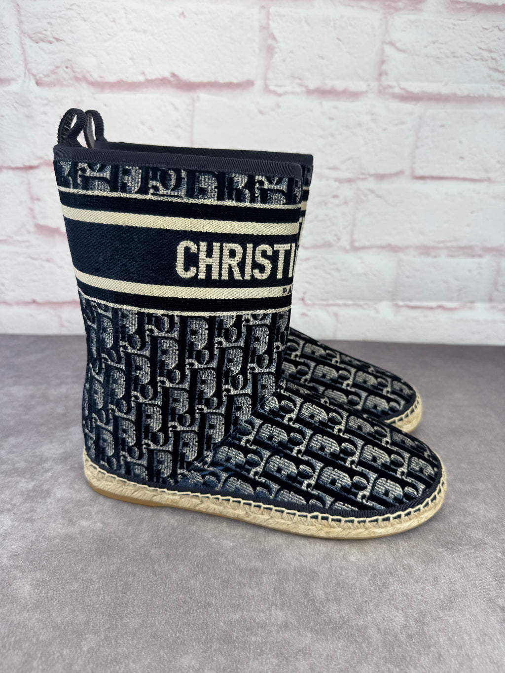 Christian Dior Velvet Oblique Granville Espadrille Boots 38.5