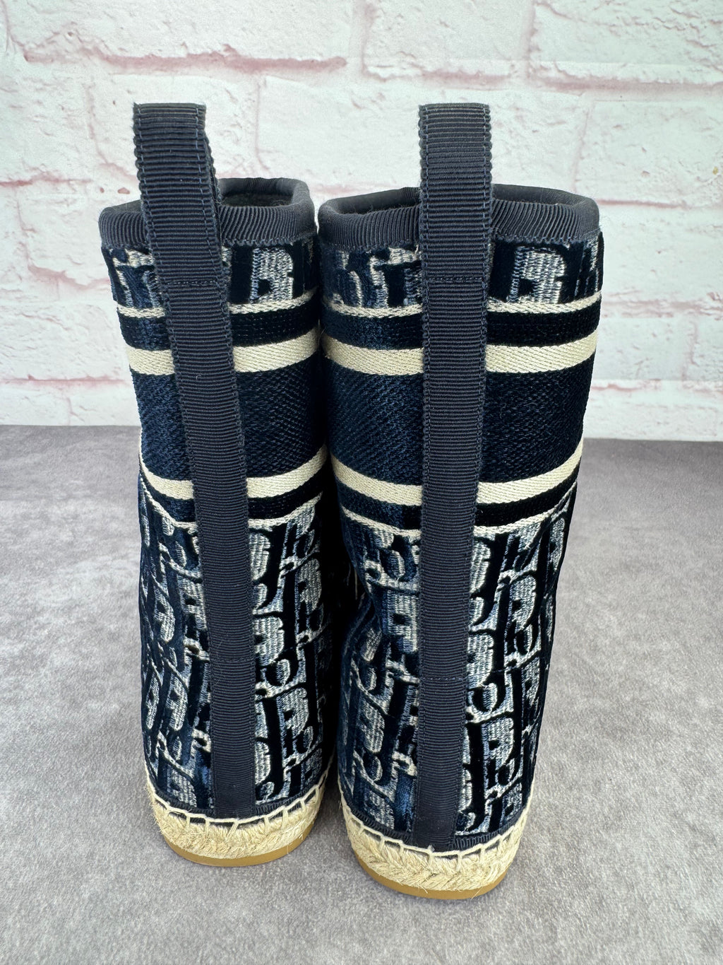 Christian Dior Velvet Oblique Granville Espadrille Boots 38.5