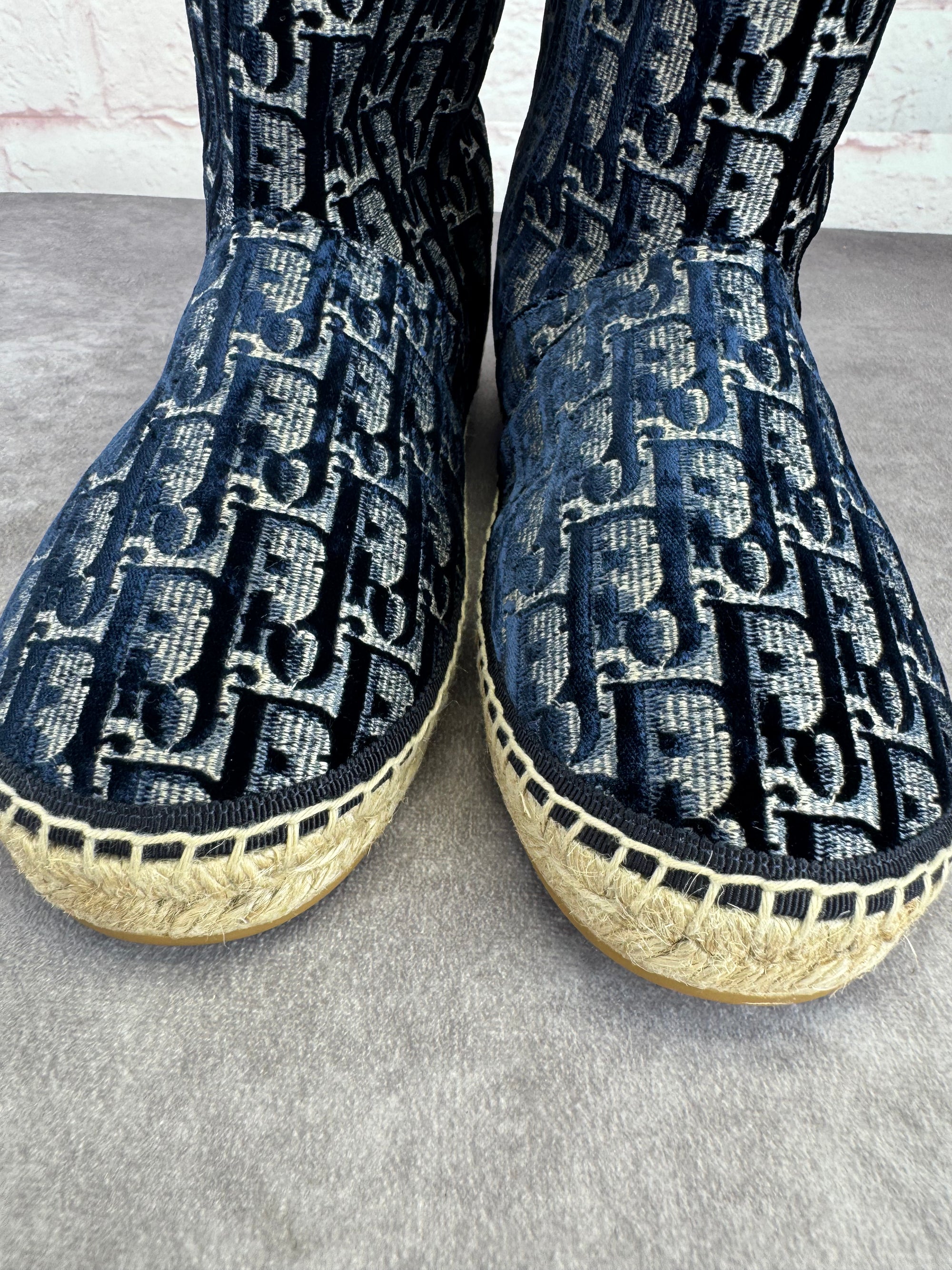 Christian Dior Velvet Oblique Granville Espadrille Boots 38.5