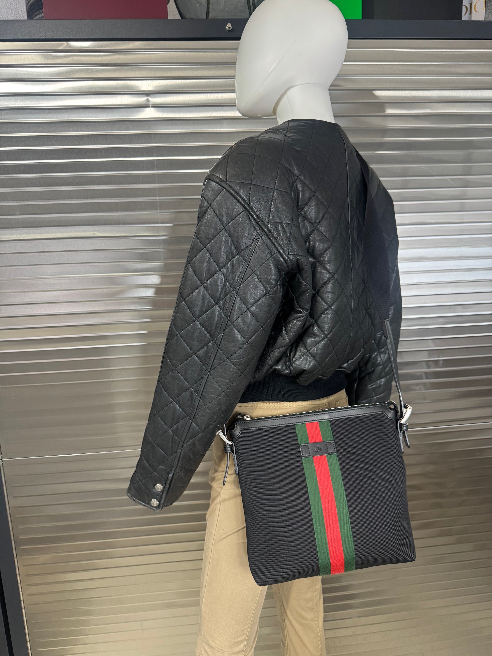 Gucci Sherry Line Techno Canvas Web Messenger Unisex Bag