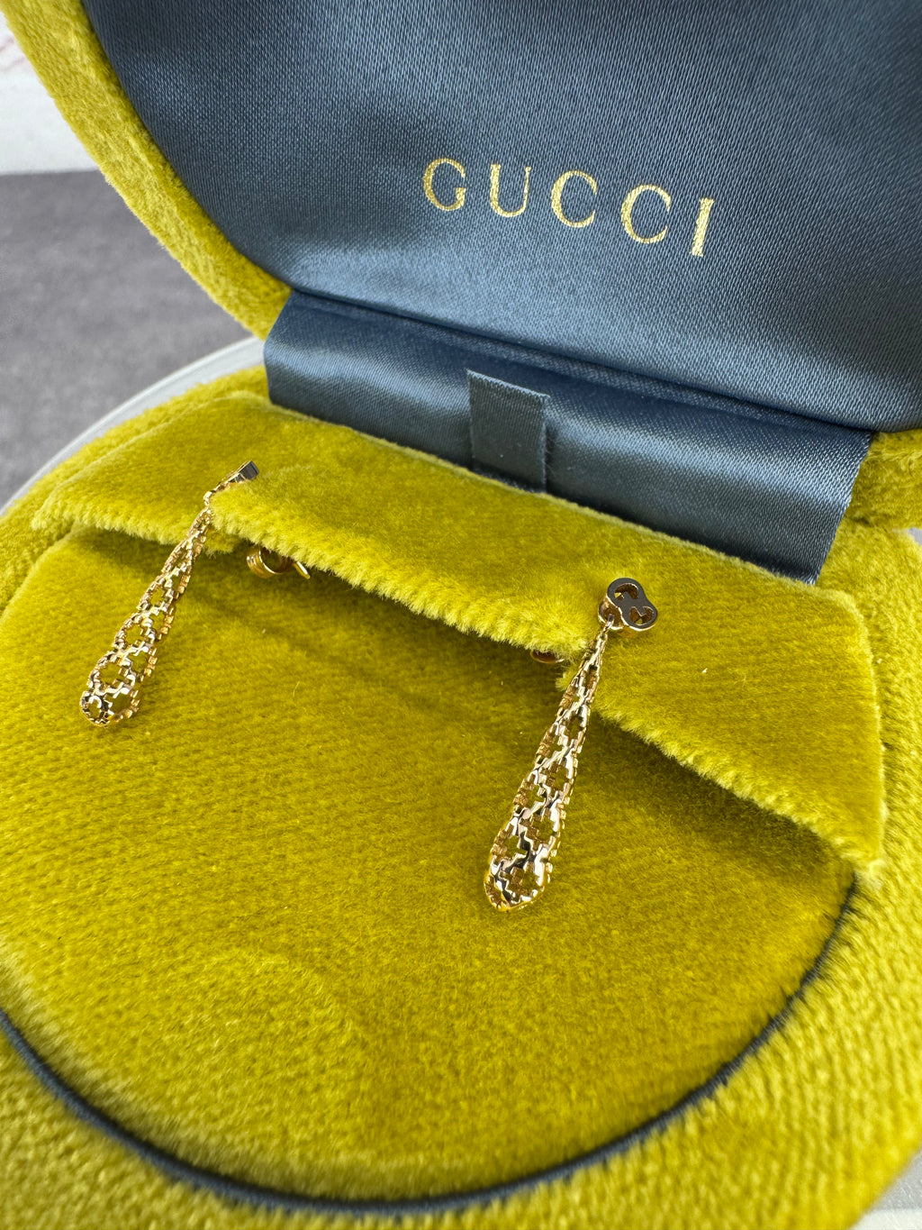 Gucci Diamantissima 18k Yellow Gold Small Drop Earrings