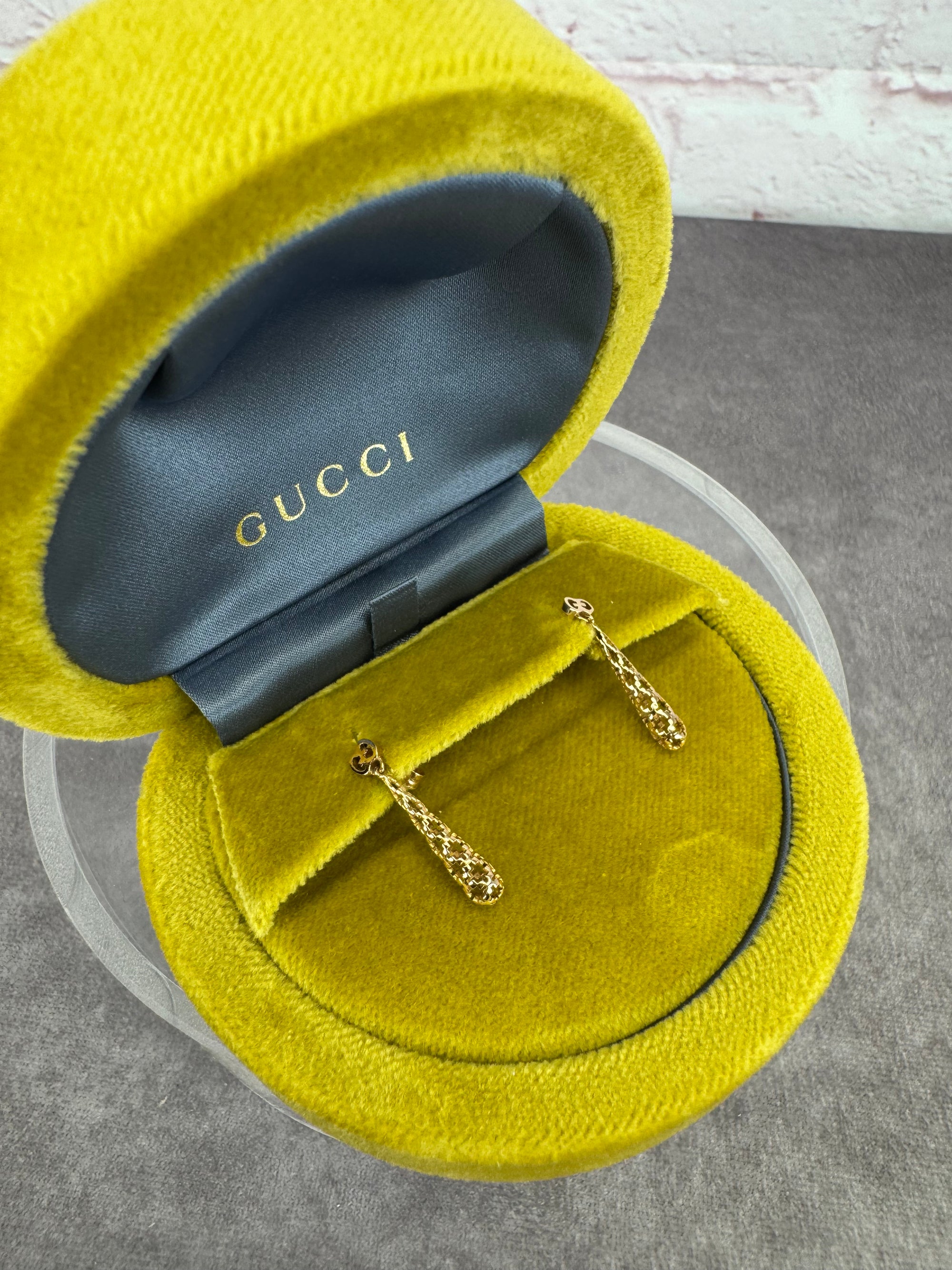 Gucci Diamantissima 18k Yellow Gold Small Drop Earrings