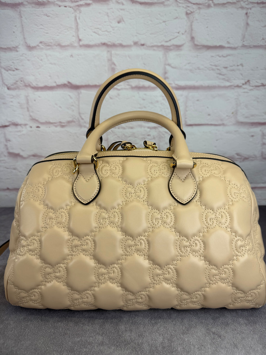 Gucci Beige Matelasse Medium Boston Bag