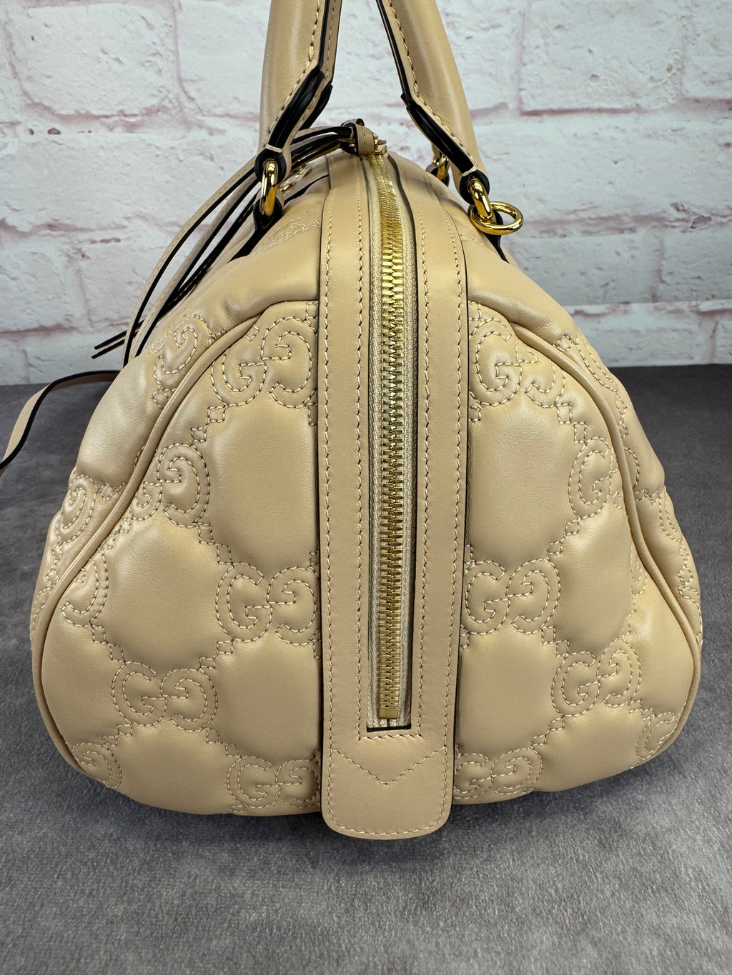 Gucci Beige Matelasse Medium Boston Bag