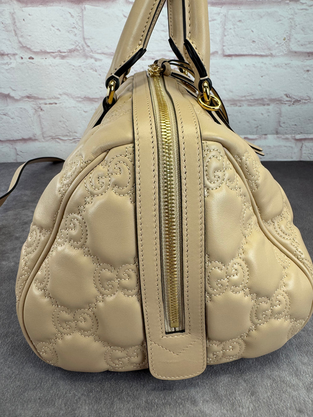 Gucci Beige Matelasse Medium Boston Bag