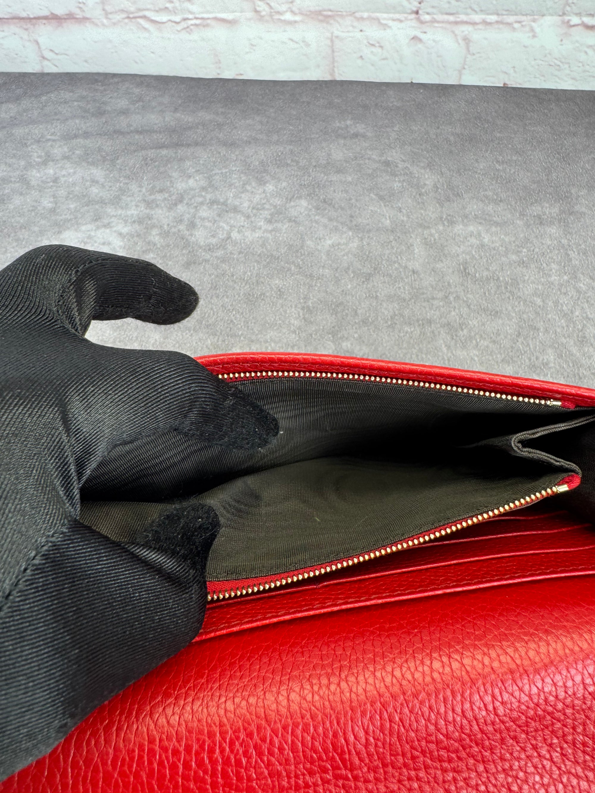 Gucci Red Leather Soho Chain Wallet on Strap